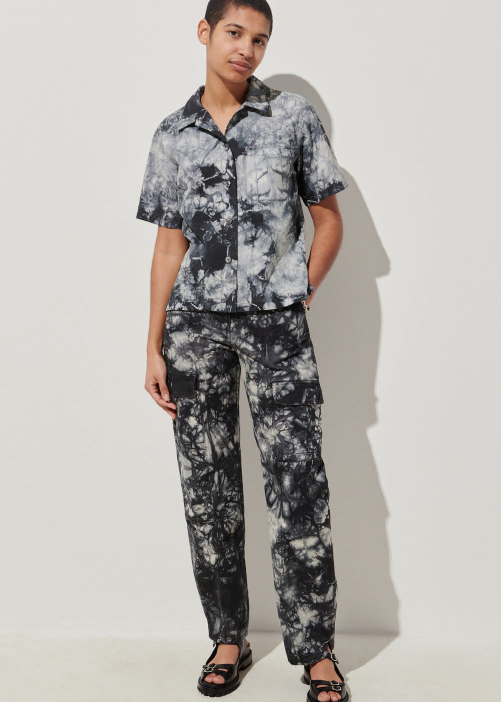 Rachel Comey Soffio Tie Dyed Shirt in Grey and Black