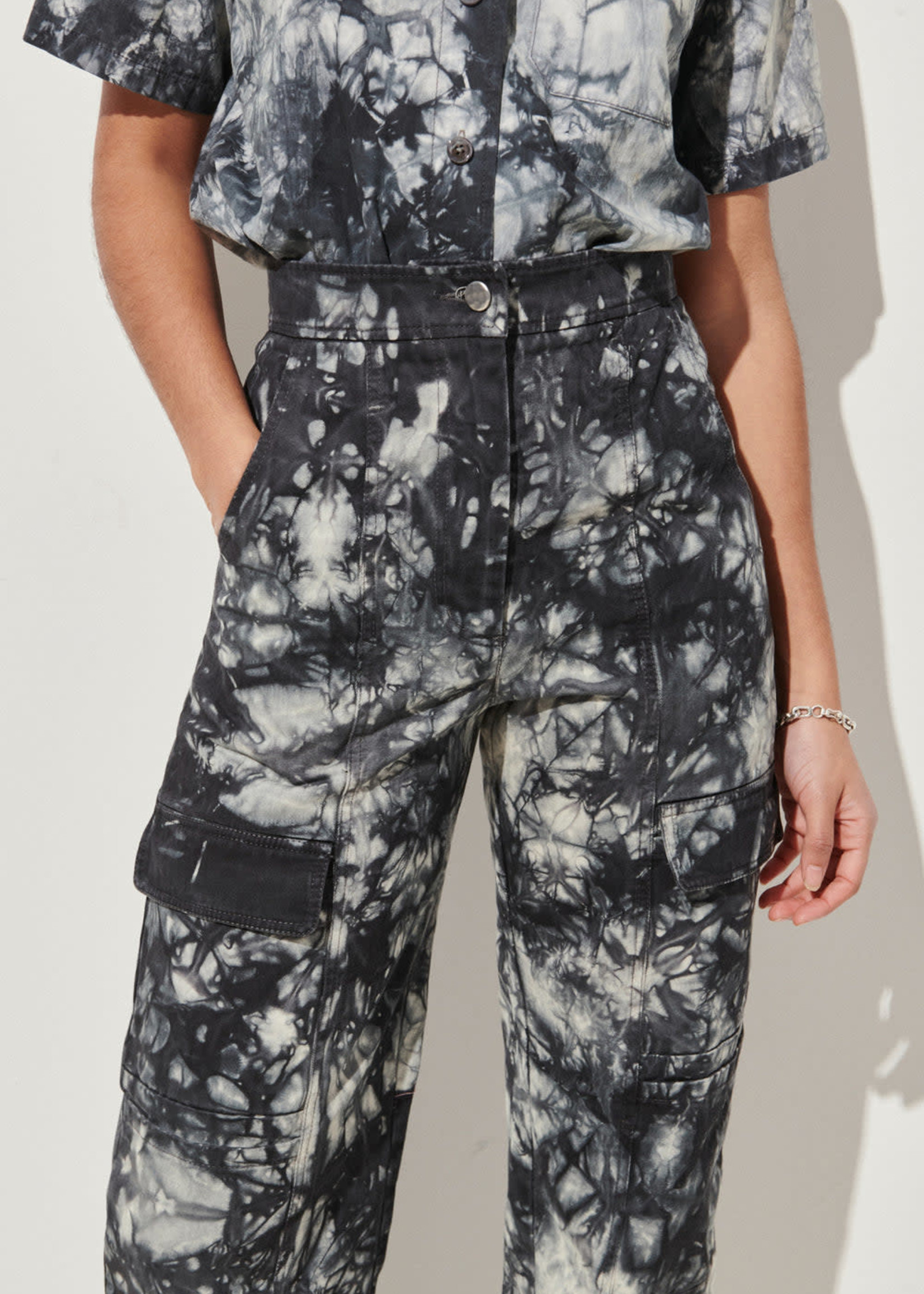Rachel Comey Devine Tie Dyed Cargo Pant in Grey and Black