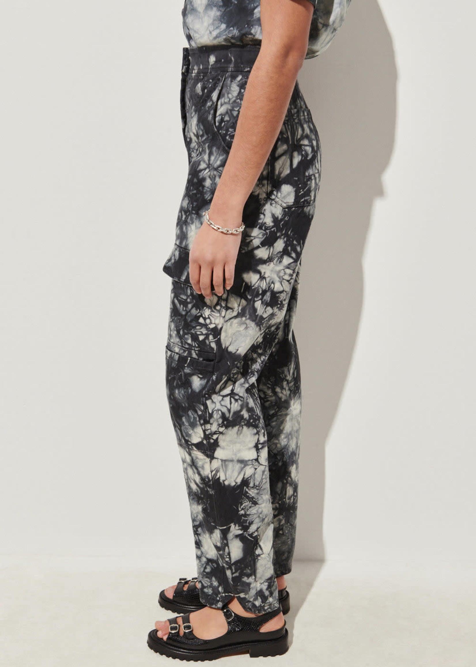 Rachel Comey Devine Tie Dyed Cargo Pant in Grey and Black