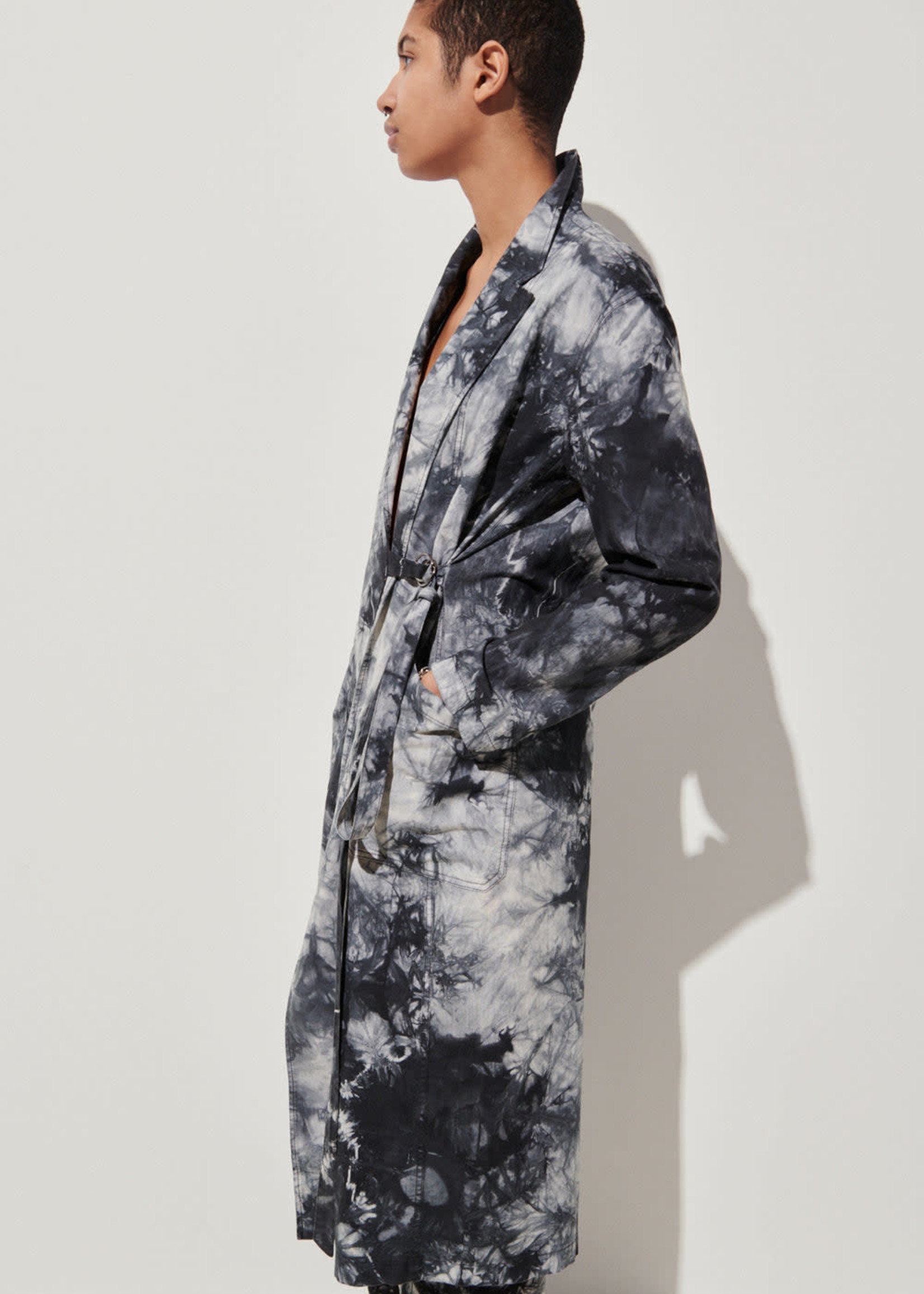Rachel Comey Lavoro Tie Dyed Wrap Dress in Grey and Black