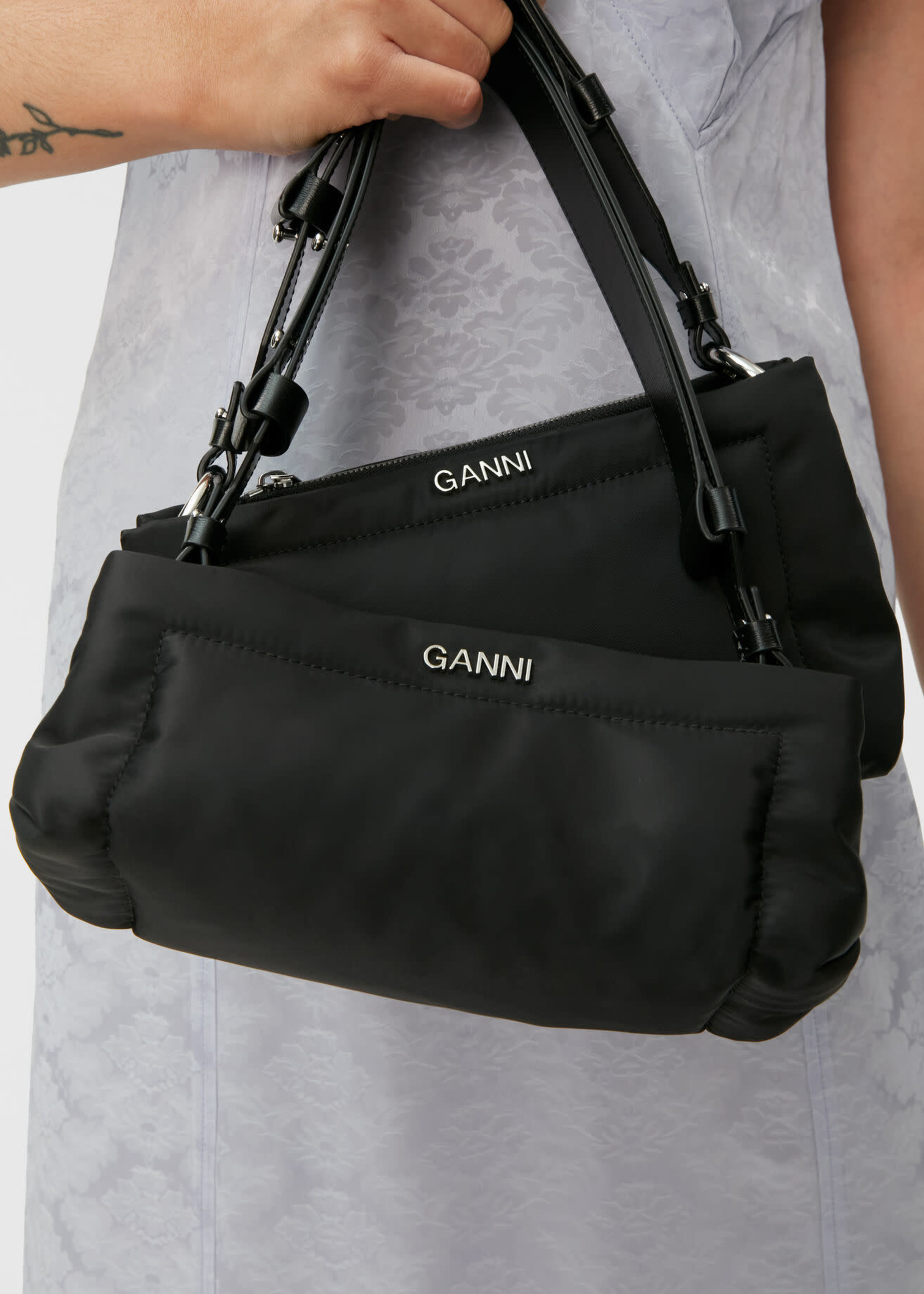 GANNI Mini Pillow Baguette Bag in Black
