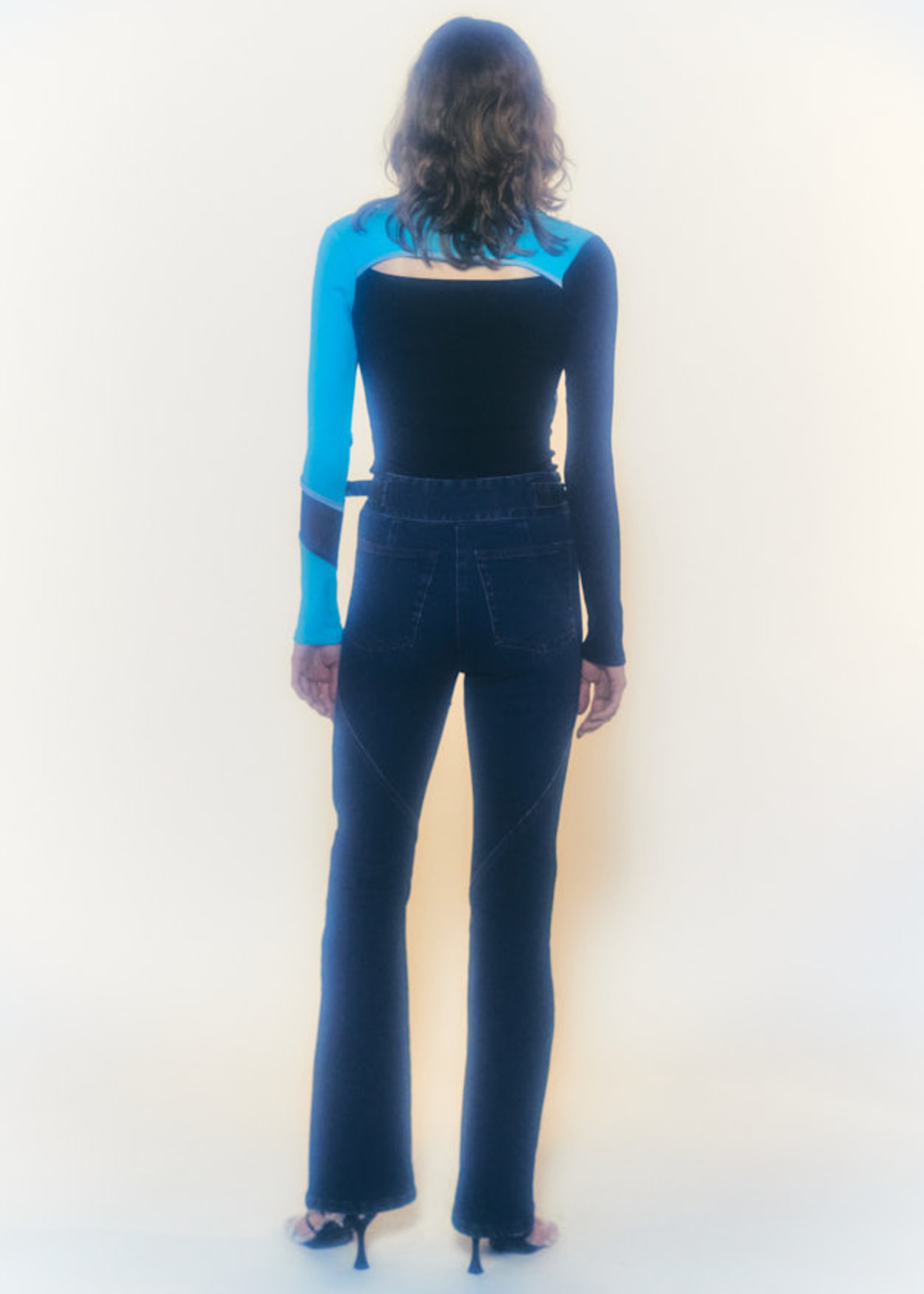 ANDERSSON BELL EVA LAYERED MESH TOP IN BLUE AND BLACK