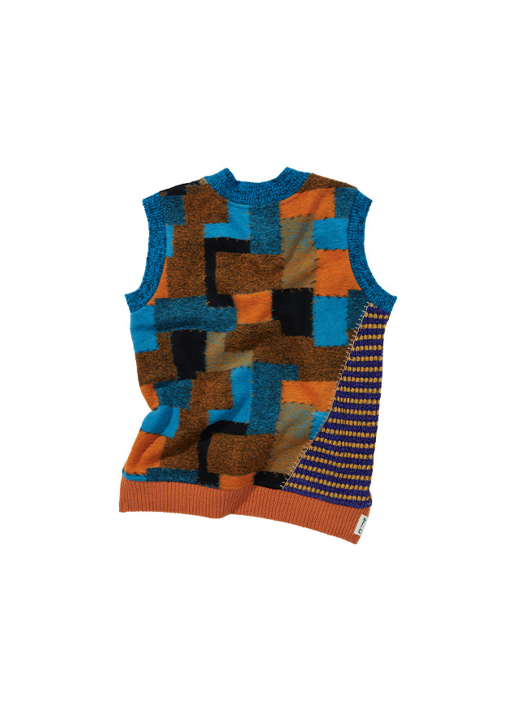 ANDERSSON BELL Oversized Patchwork Sweater Vest in Blue