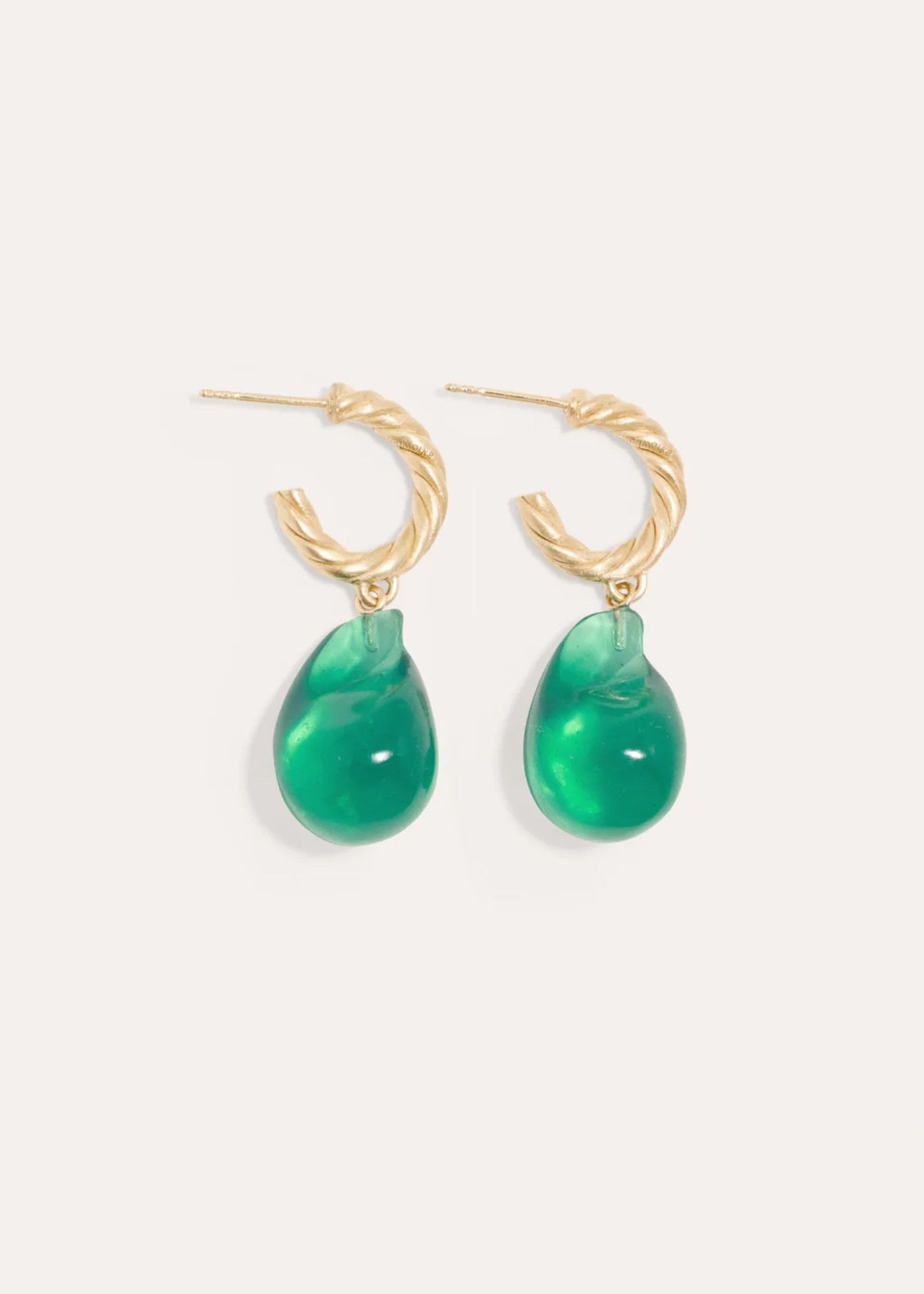 Completedworks Braided Hoop Earrings with Green Resin Drop