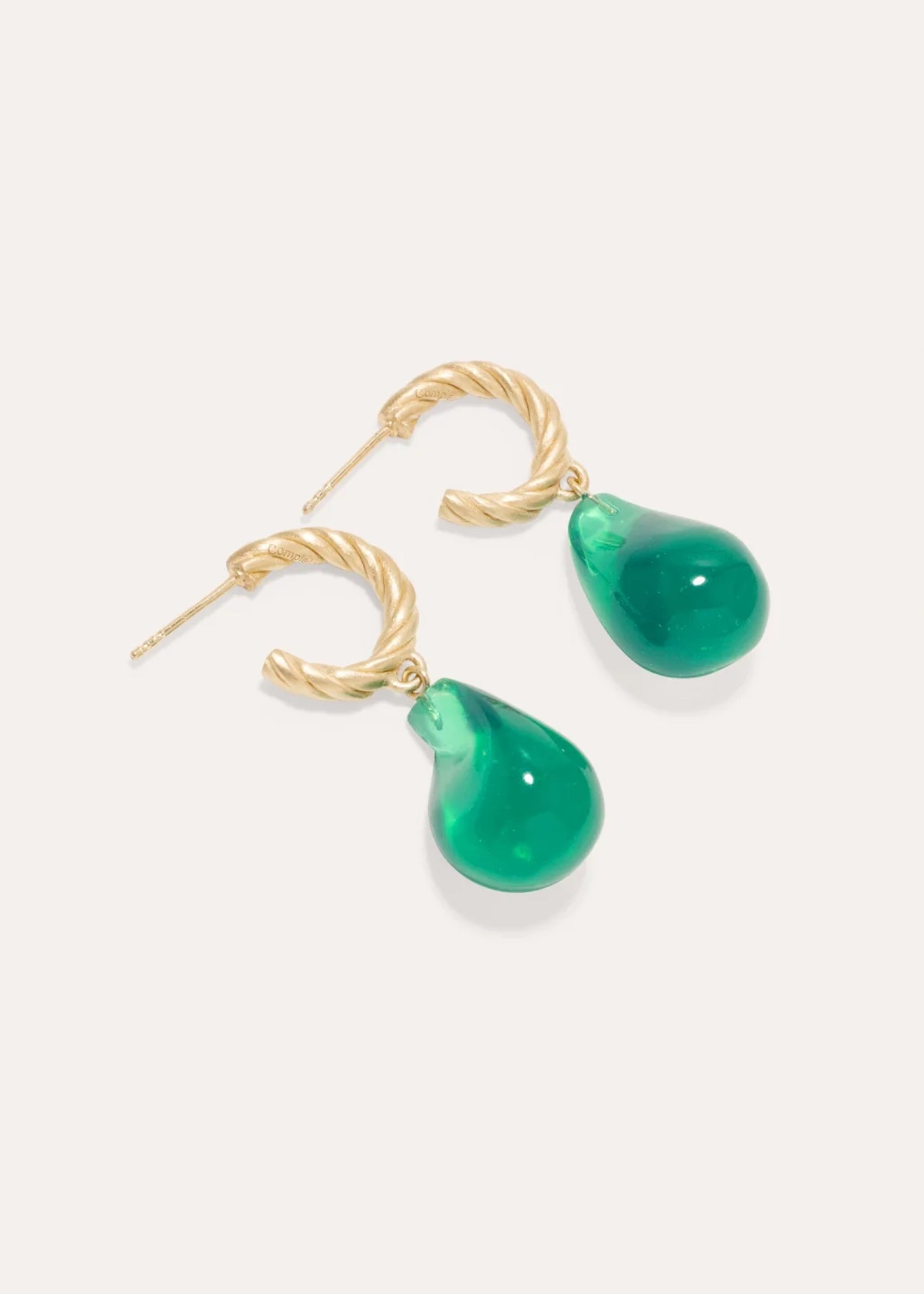 Completedworks Braided Hoop Earrings with Green Resin Drop