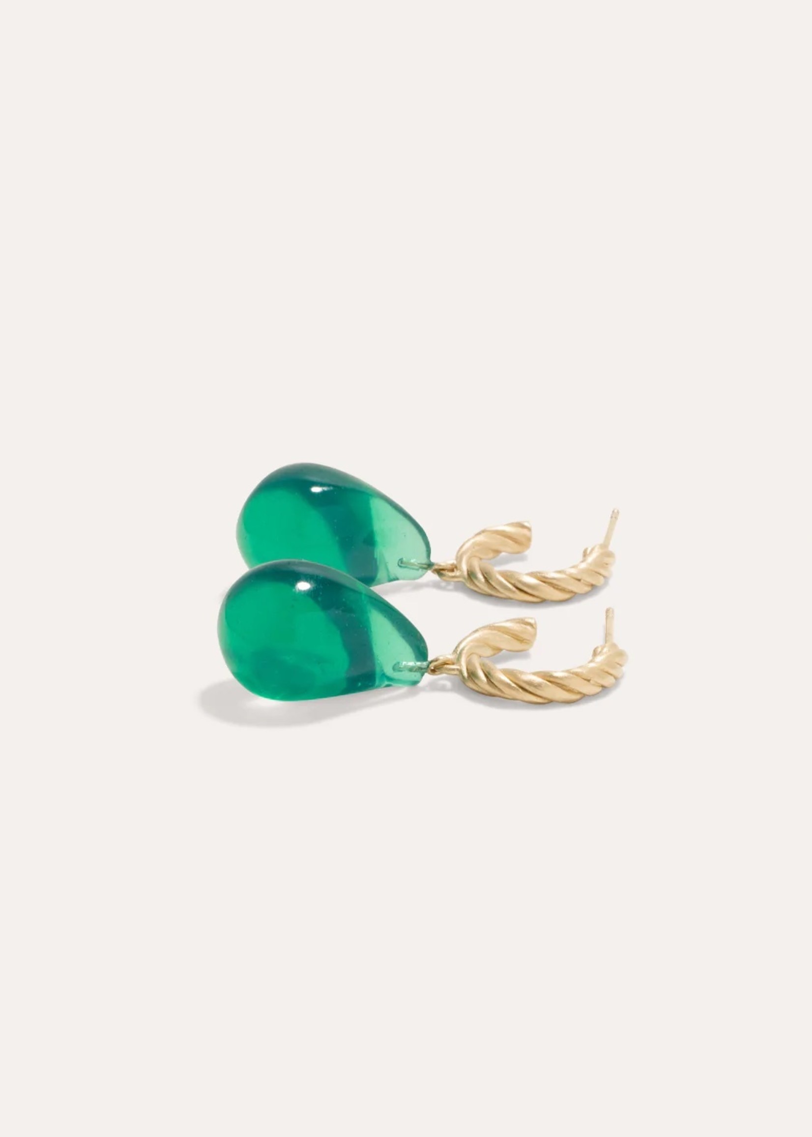 Completedworks Braided Hoop Earrings with Green Resin Drop