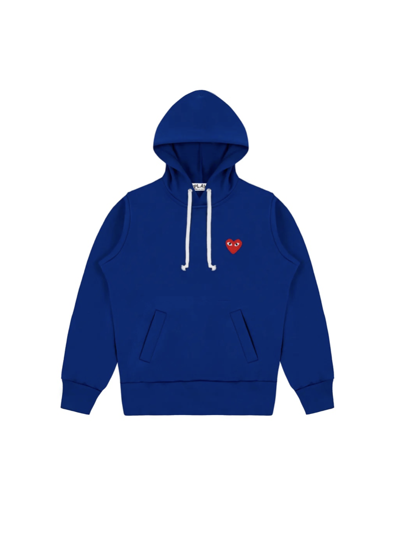 Comme des Garçons PLAY Blue Pull Over Hoodie with Red Heart - NOW OR NEVER