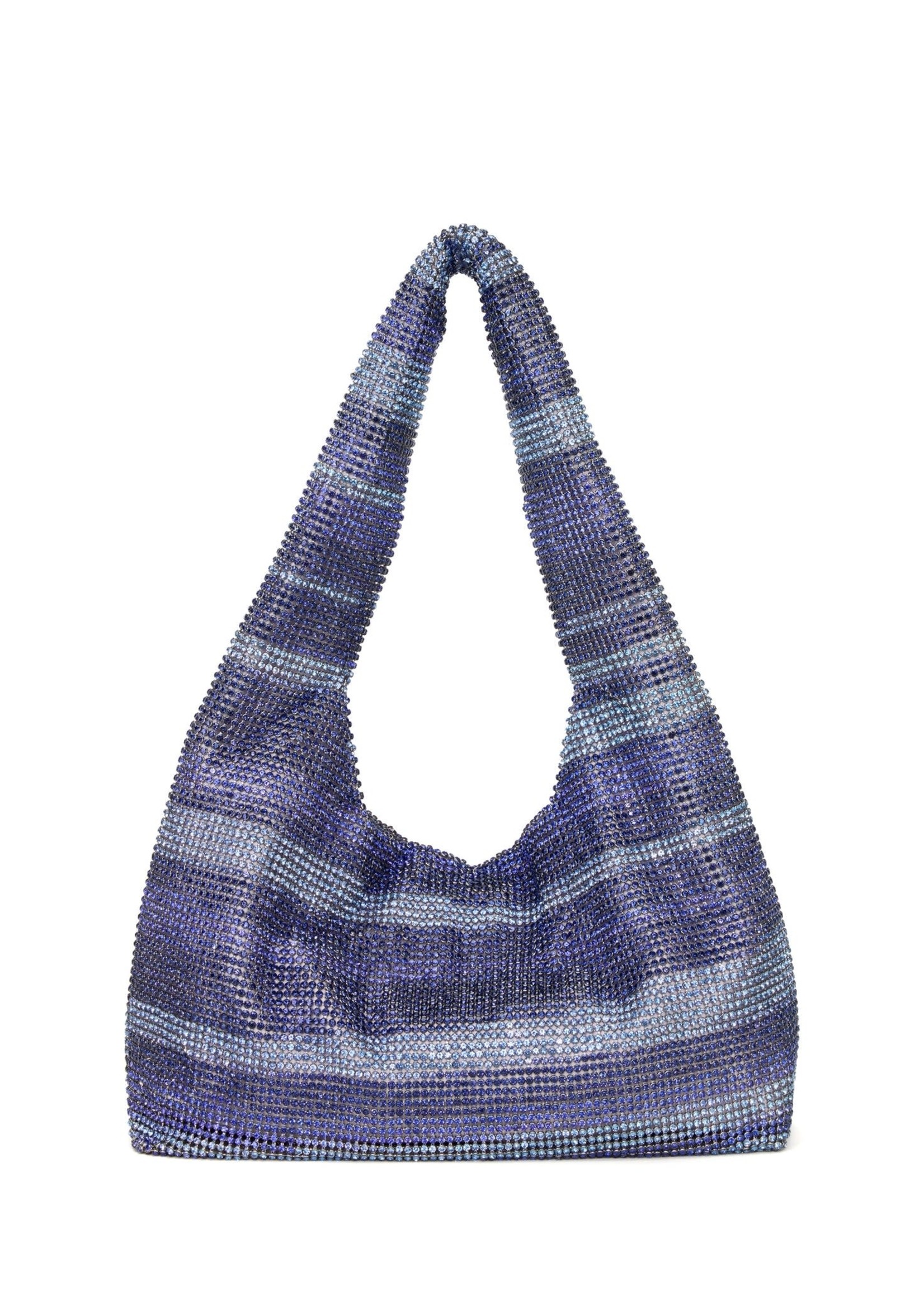 KARA Mini Crystal Mesh Armpit Bag in Purple Streak