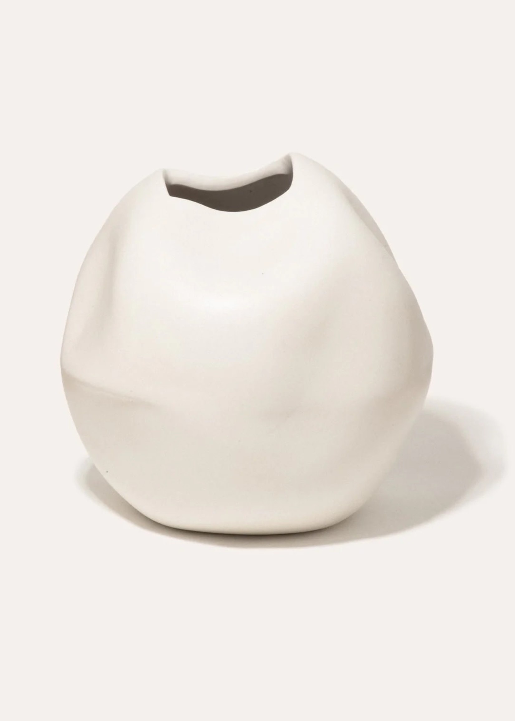 Completedworks Crumpled Round Vase in Matte White