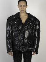 VAQUERA Oversized Moto Jacket in Shiny Nylon