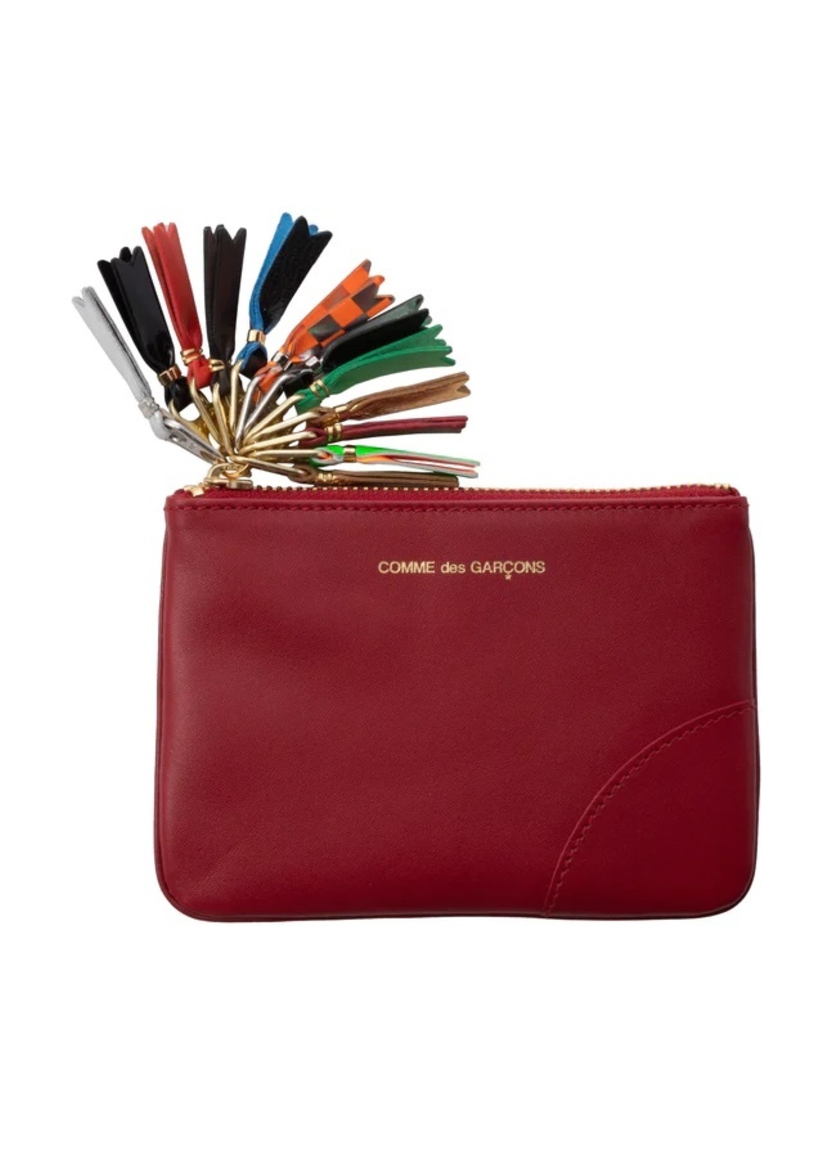 COMME des GARÇONS WALLET Limited Edition Small Multi Zipper Pull Pouch in Red