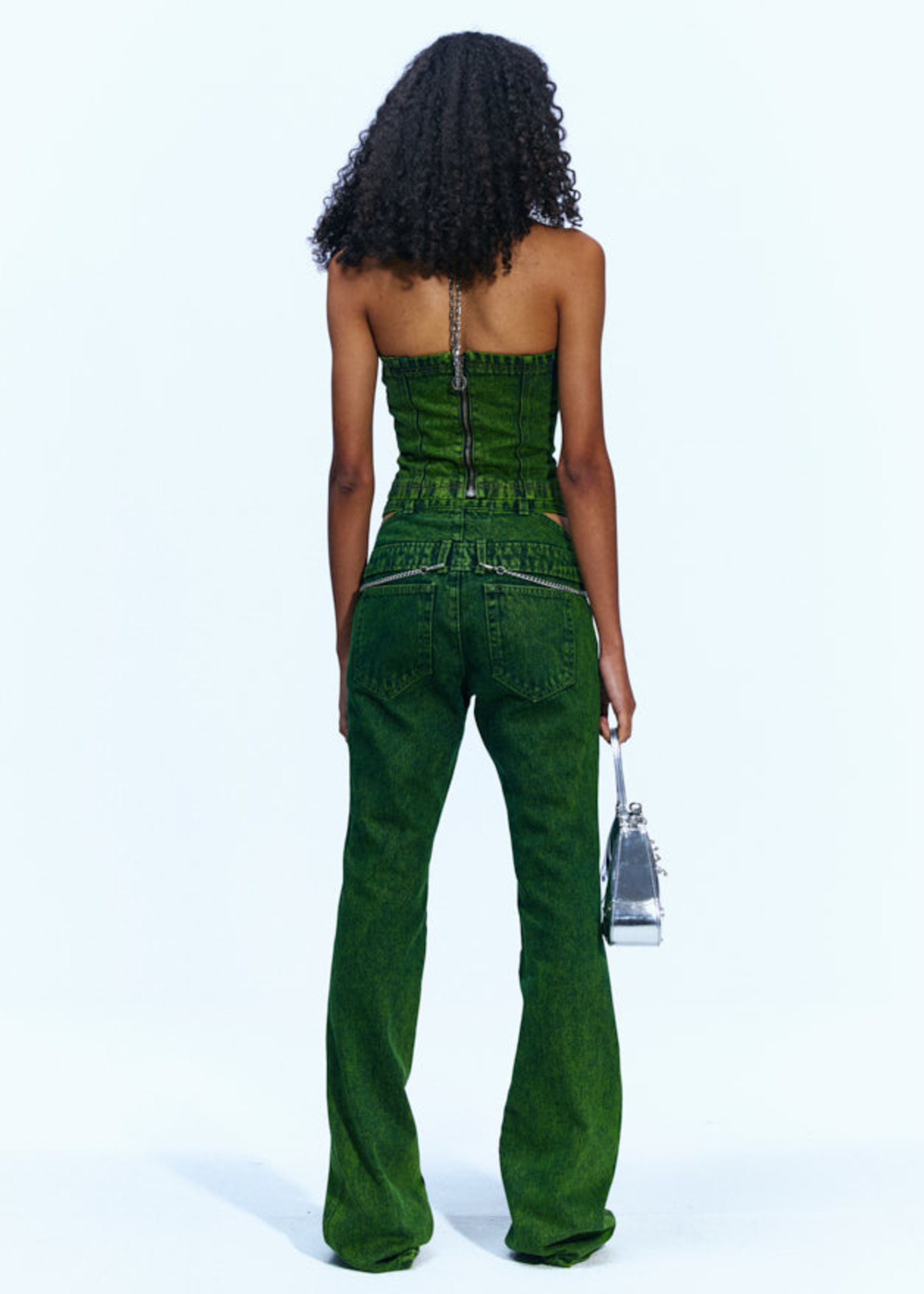 ANDERSSON BELL Double Waist Bootcut Jeans in Acid Green