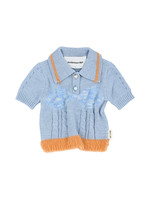 ANDERSSON BELL Women's Lingerie Intarsia Knit Polo in Light Blue
