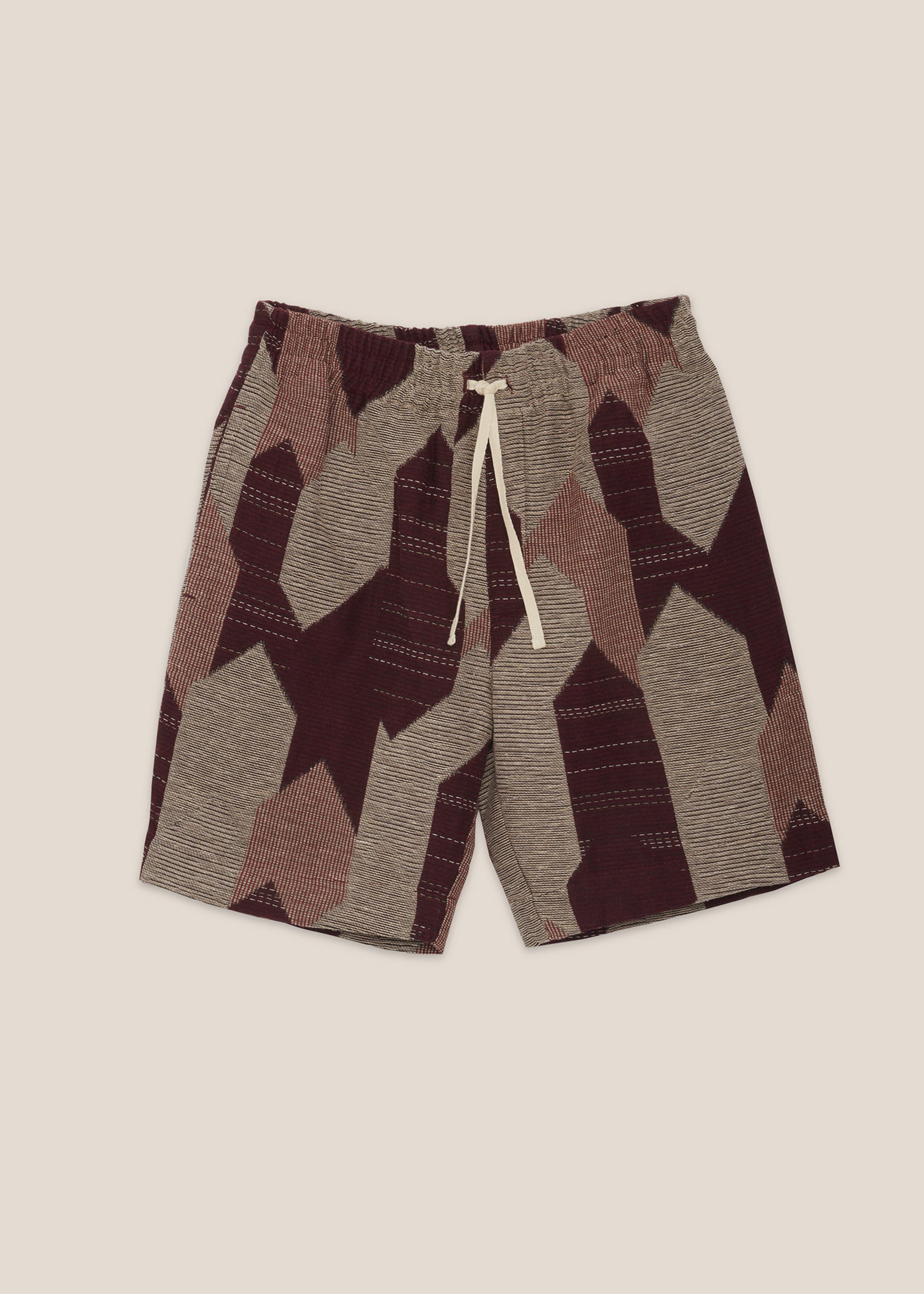 YMC Jay Shorts in Burgundy Patchwork