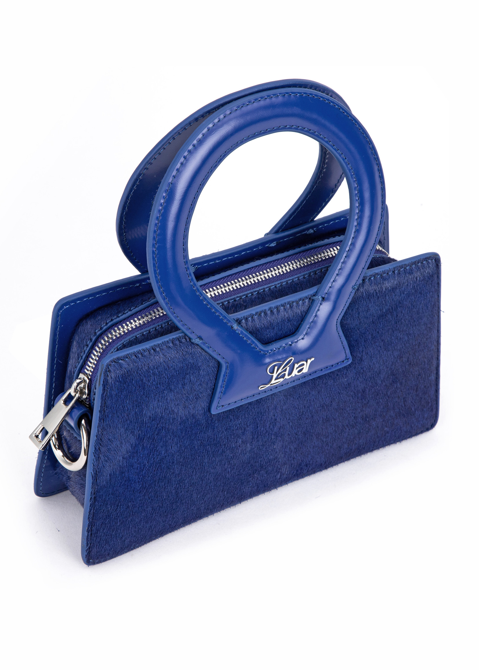 LUAR Small Ana Bag in Cobalt Blue Pony Hair