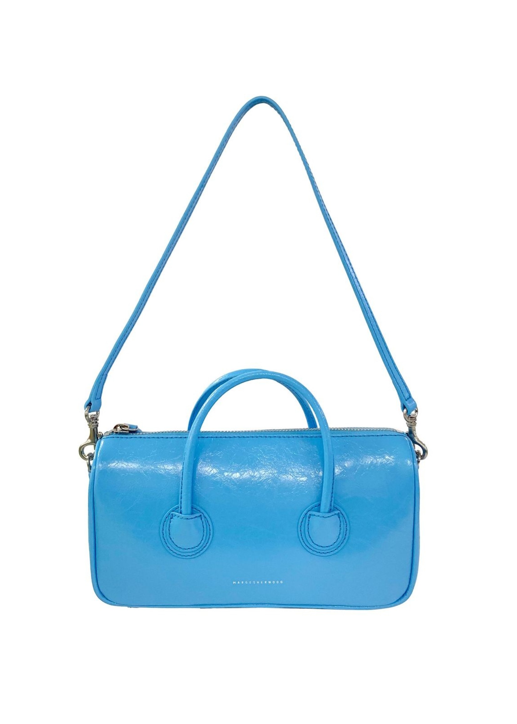 MARGE SHERWOOD Zipper Small Bag in Neon Blue Crinkled Leather