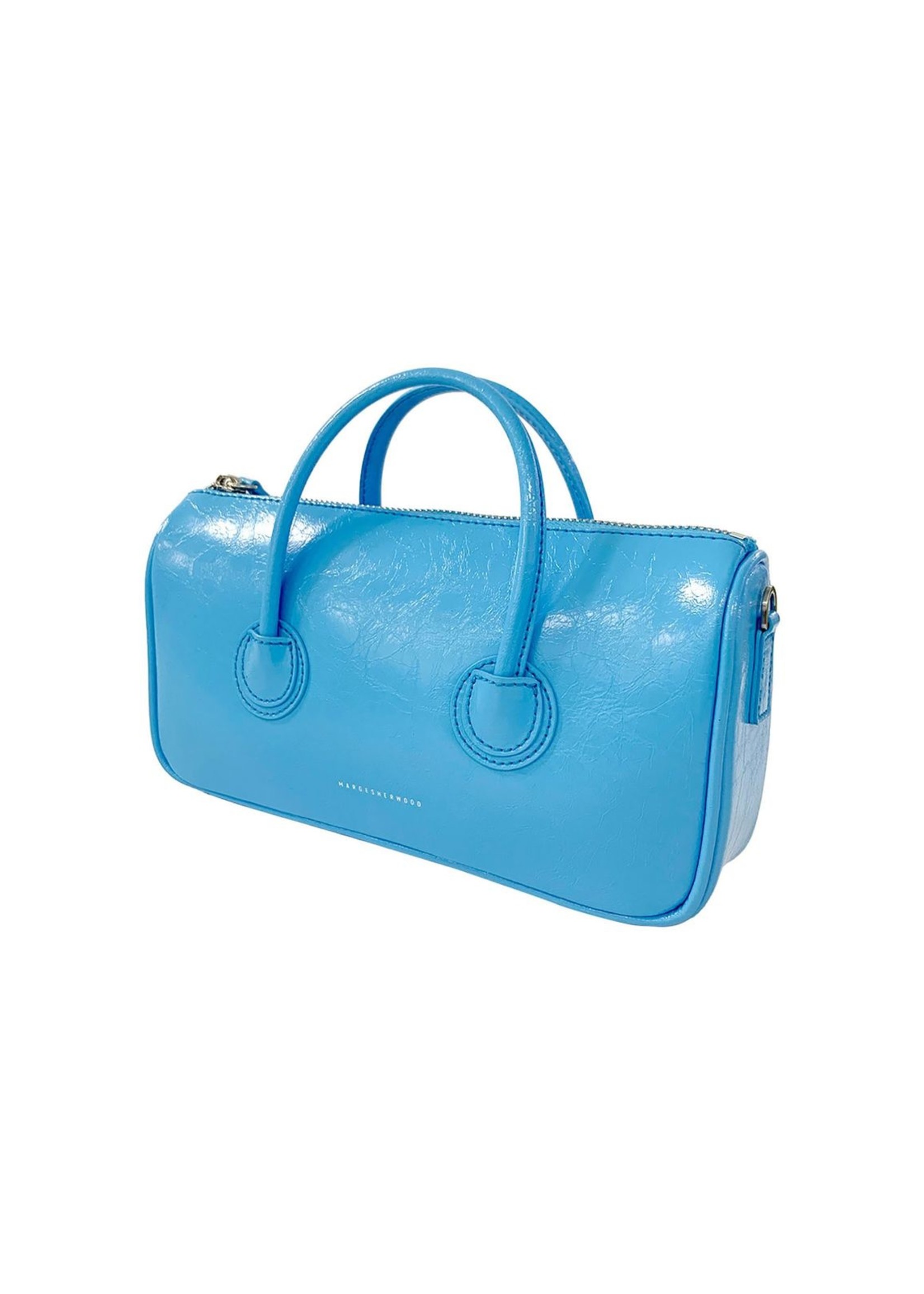 MARGE SHERWOOD Zipper Small Bag in Neon Blue Crinkled Leather
