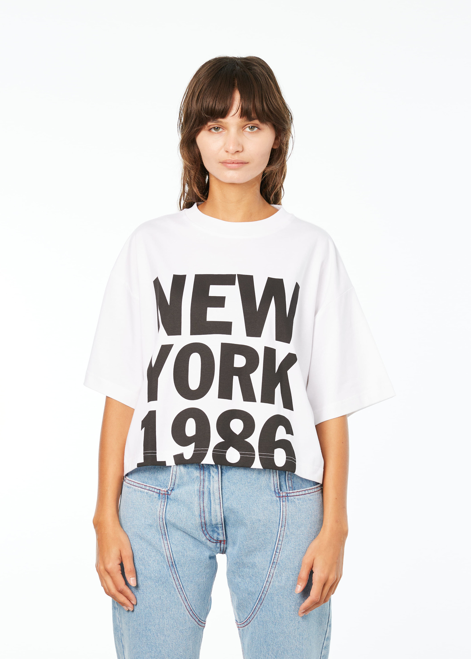 HONEY FUCKING DIJON New York 1986 Cropped T-shirt in White