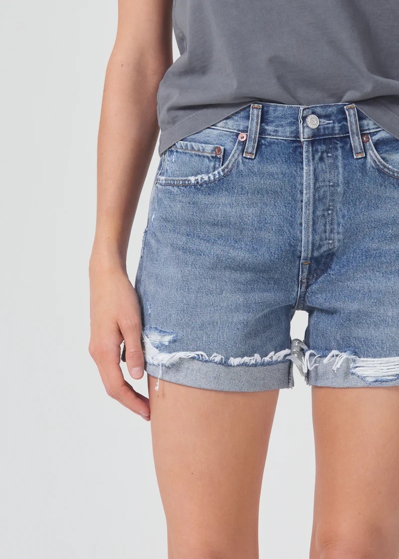 AGOLDE Parker Long Denim Short with Cuff in Heatwave NOW