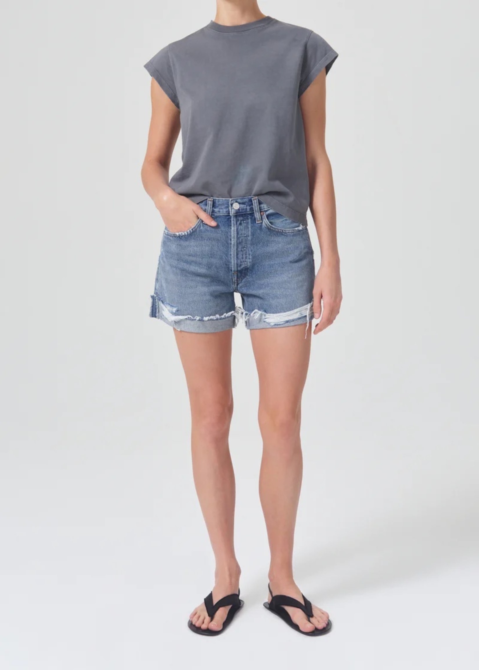 AGOLDE Parker Long Denim Short with Cuff in Heatwave