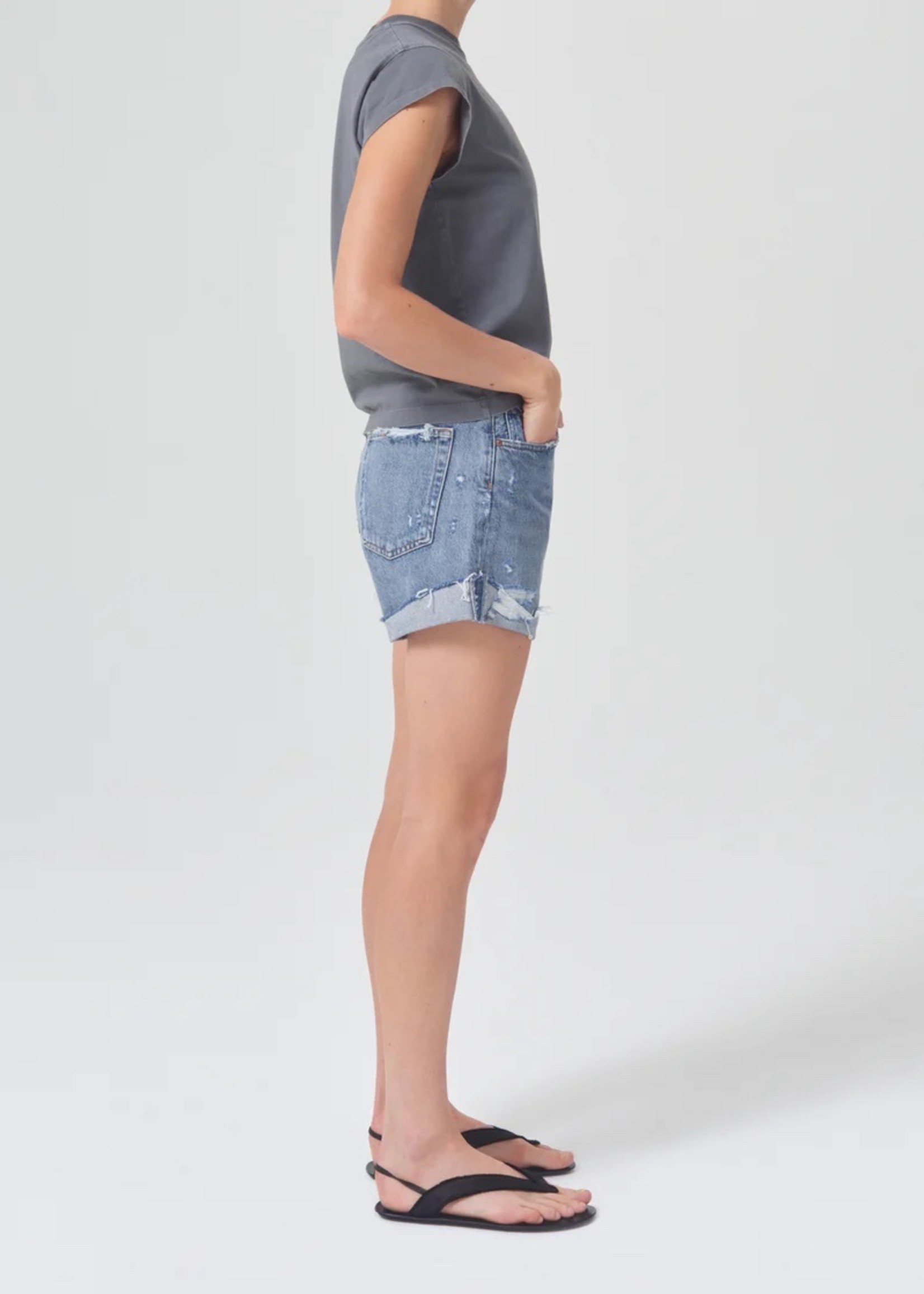 AGOLDE Parker Long Denim Short with Cuff in Heatwave