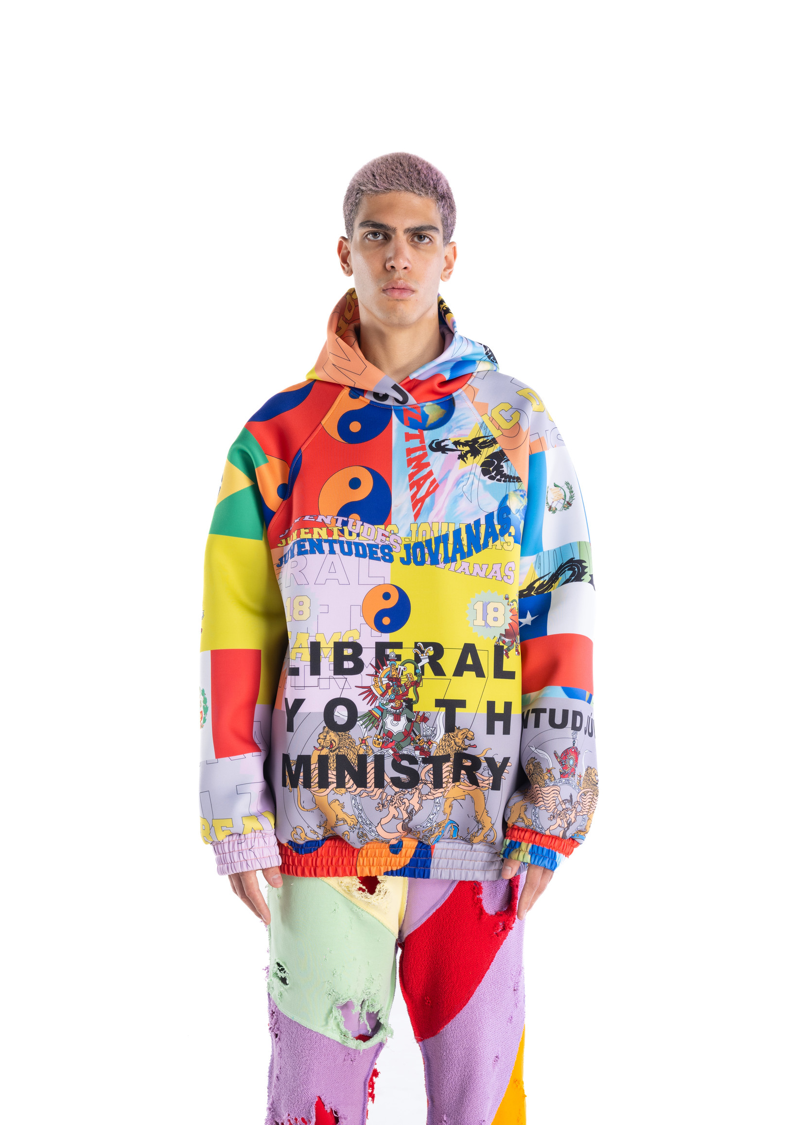 LIBERAL YOUTH MINISTRY All over Flag Print Neoprene Hoodie