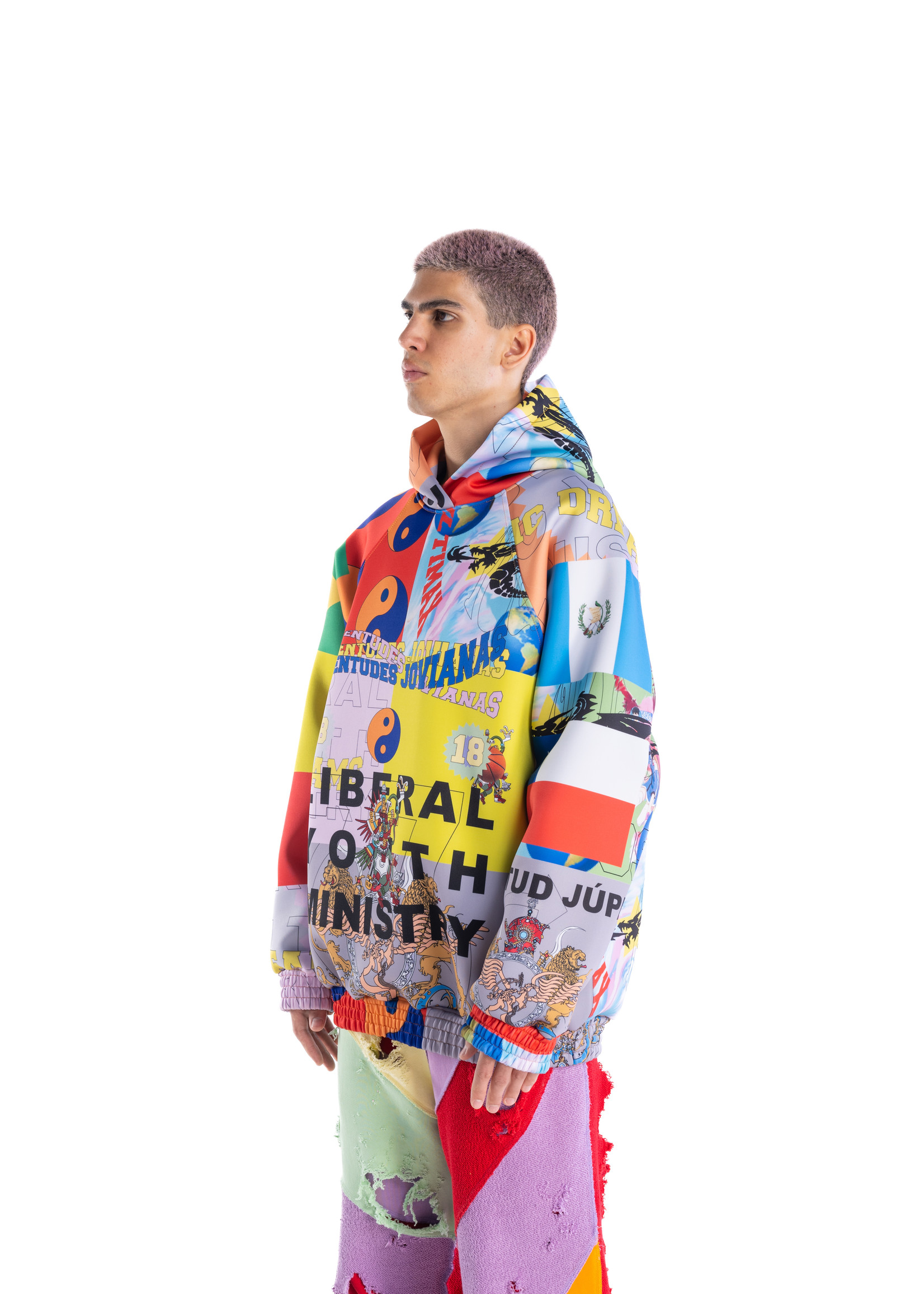 LIBERAL YOUTH MINISTRY All over Flag Print Neoprene Hoodie