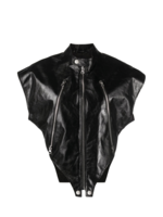MM6 MAISON MARGIELA Black Sleeveless Leather Jacket with Zippers