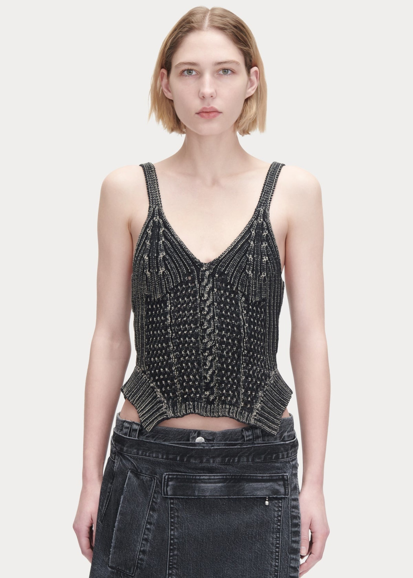 Rachel Comey Rai Cable Knit Camisole in Black