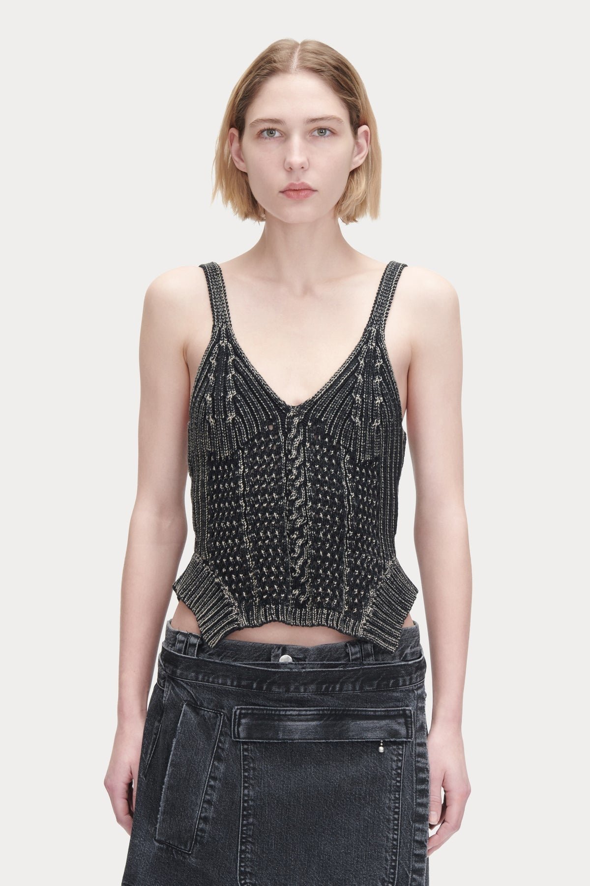 Rachel Comey Rai Cable Knit Top in Black - NOW OR NEVER
