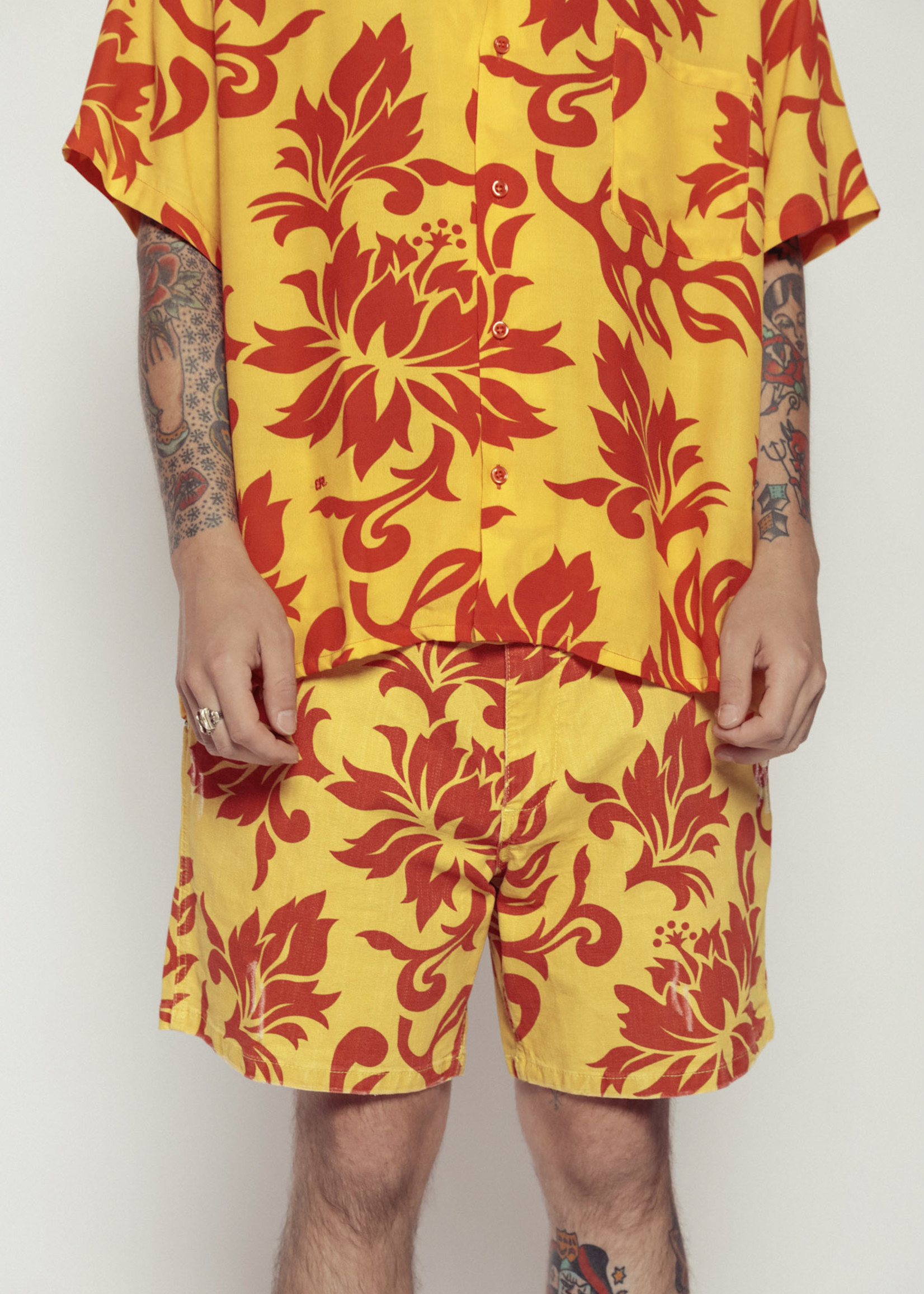 ERL Tropical Flower Camp Shirt in Yellow