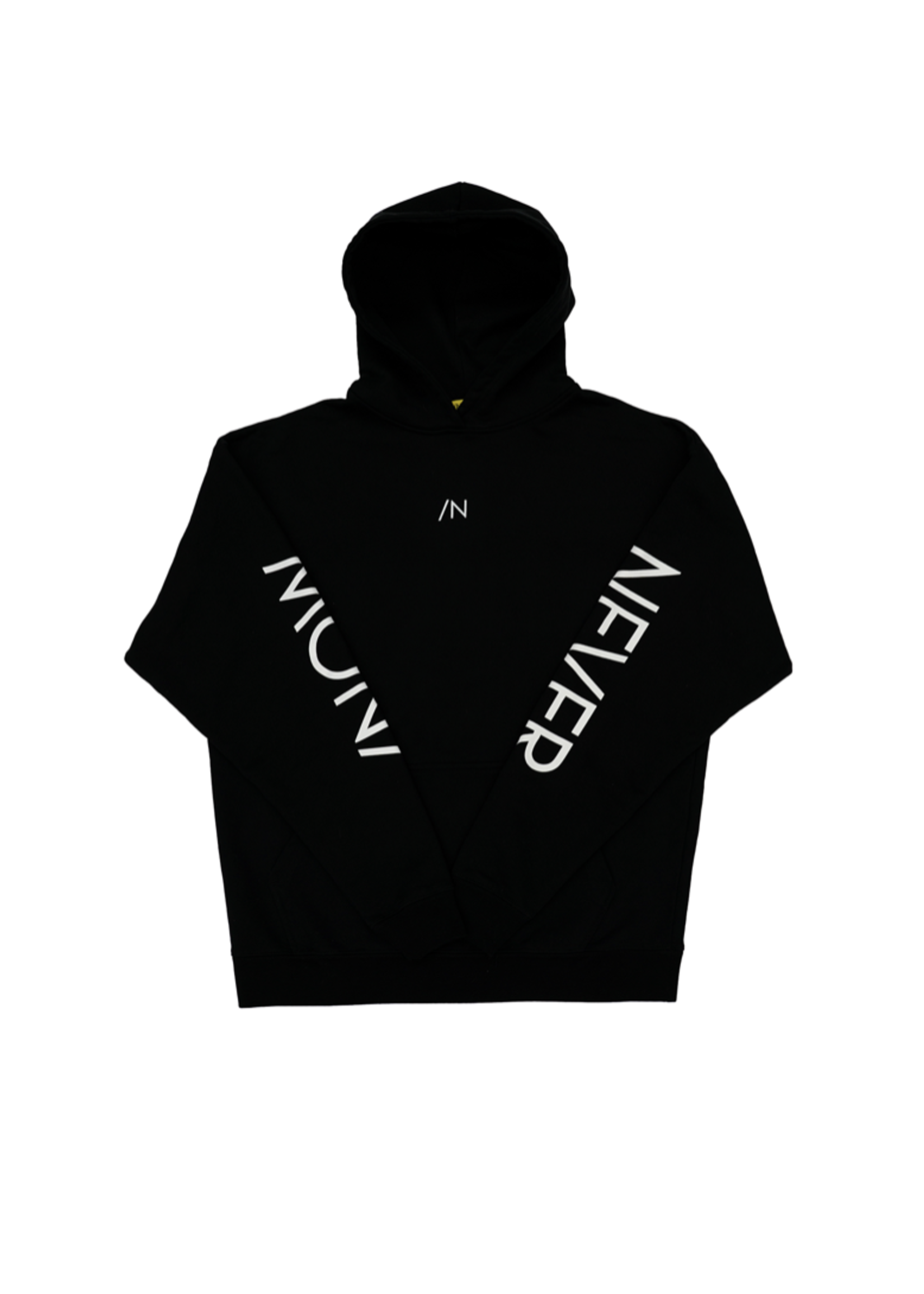 NOW OR NEVER Split Logo Hoodie in Black - NOW OR NEVER