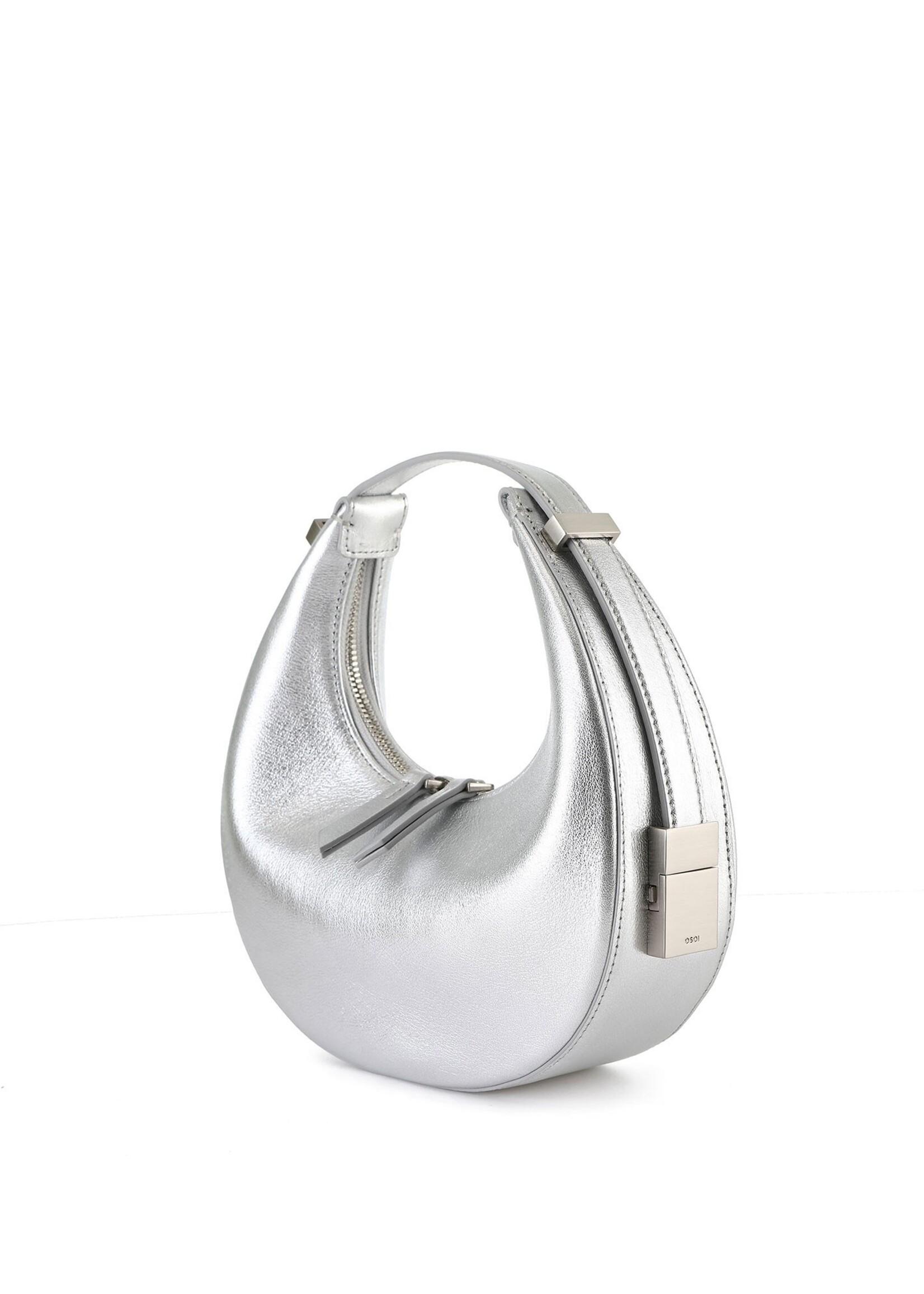 OSOI, Mini Toni Adjustable Strap Leather Hobo Bag, SILVER, Women