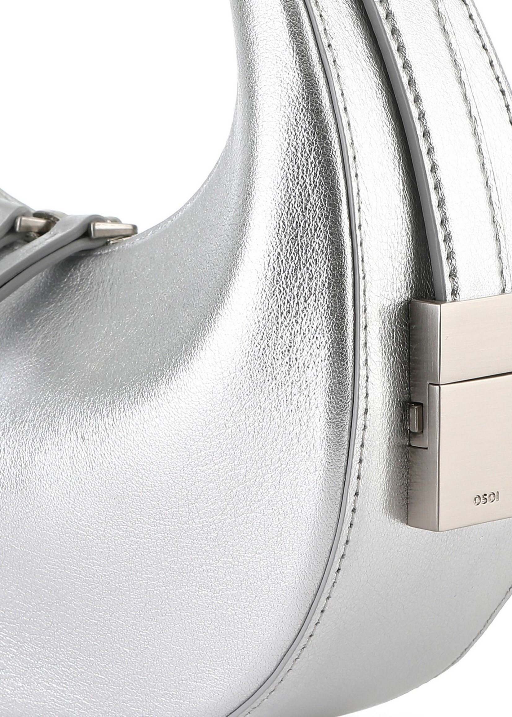 OSOI Mini Toni Bag in Metallic Silver Leather