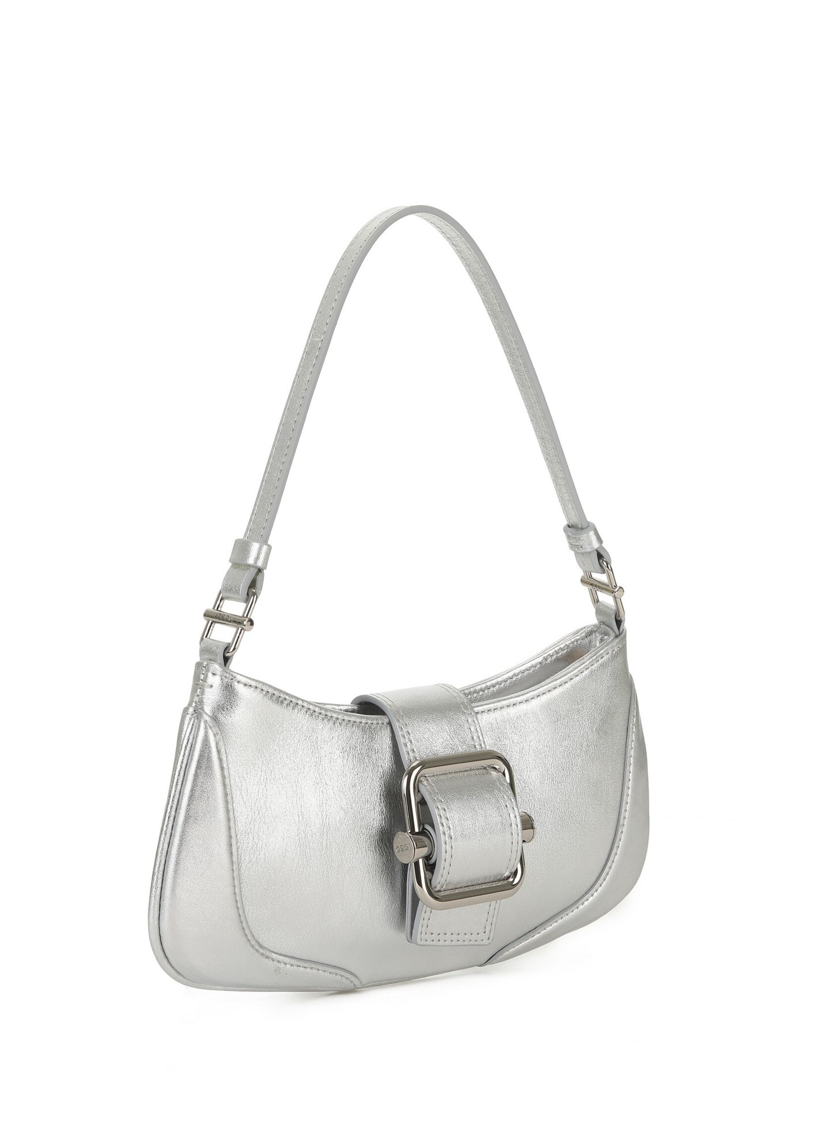 OSOI Small Shoulder Brocle Bag in Silver Leather