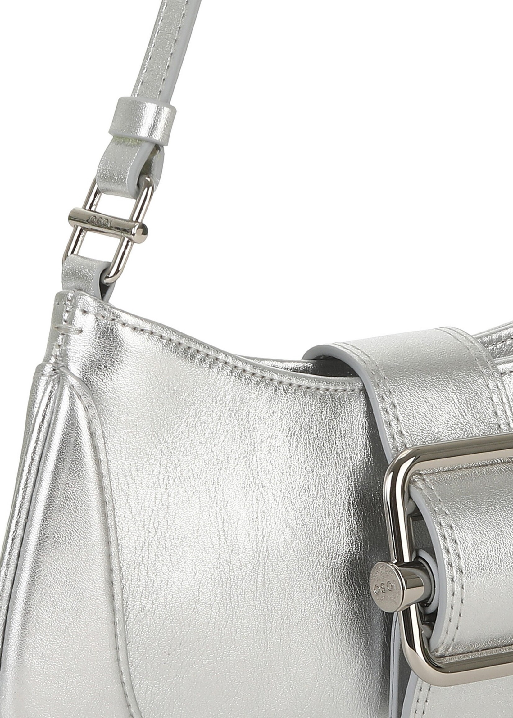OSOI Small Shoulder Brocle Bag in Silver Leather