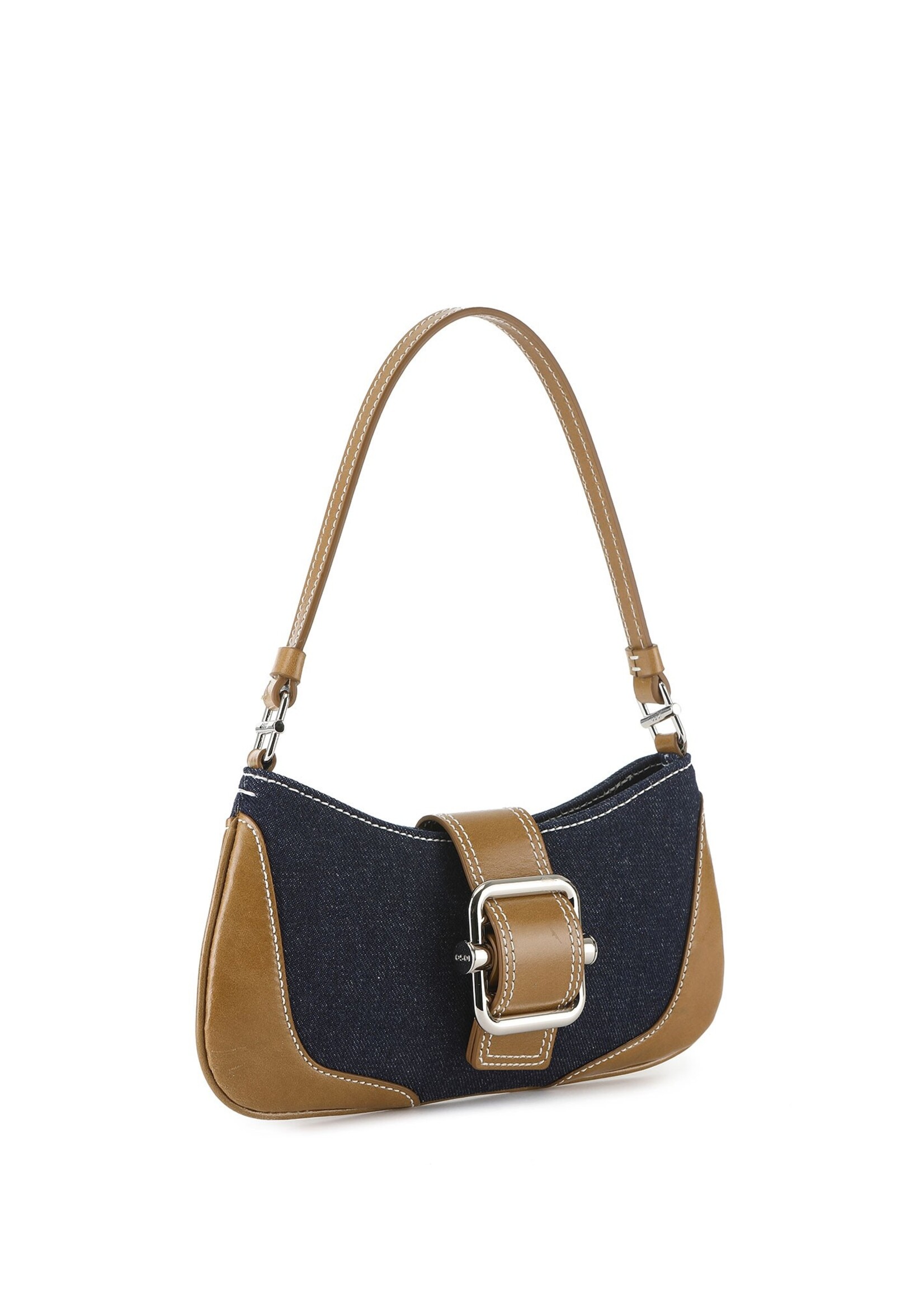 OSOI Small Shoulder Brocle Bag in Denim and Leather