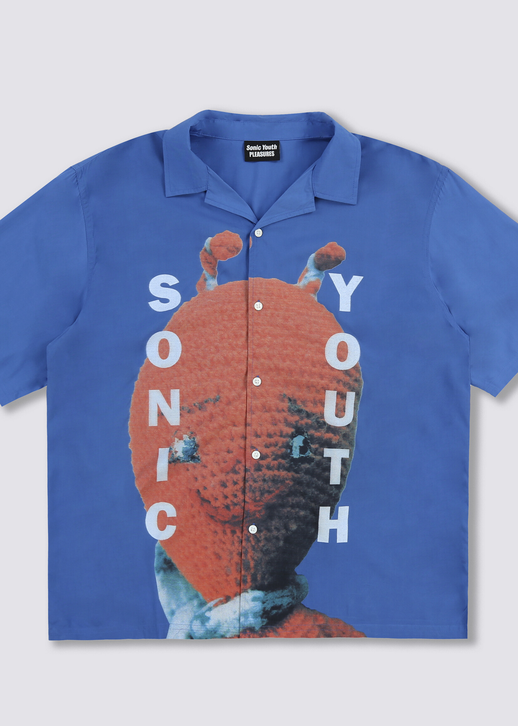 PLEASURES PLEASURES X SONIC YOUTH Alien Camp Collar Shirt in Blue