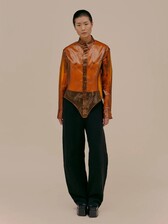 ECKHAUS LATTA Organza Button Down Shirt in Amber