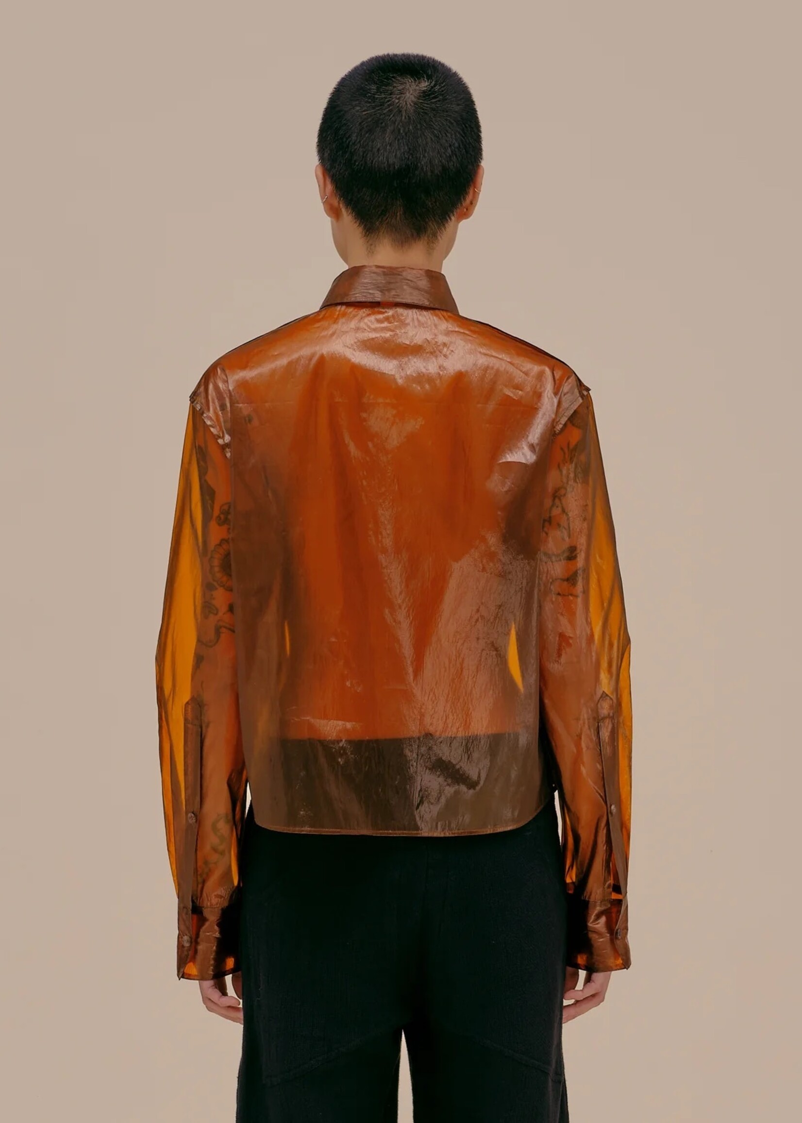 ECKHAUS LATTA Organza Button Down Shirt in Amber