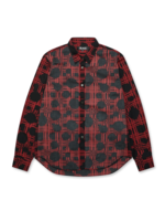 BLACK Comme Des Garçons Reverse Fabric Button Up Shirt in Red Dot Print