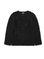 BLACK Comme Des Garçons Distressed Crewneck Sweater in Black