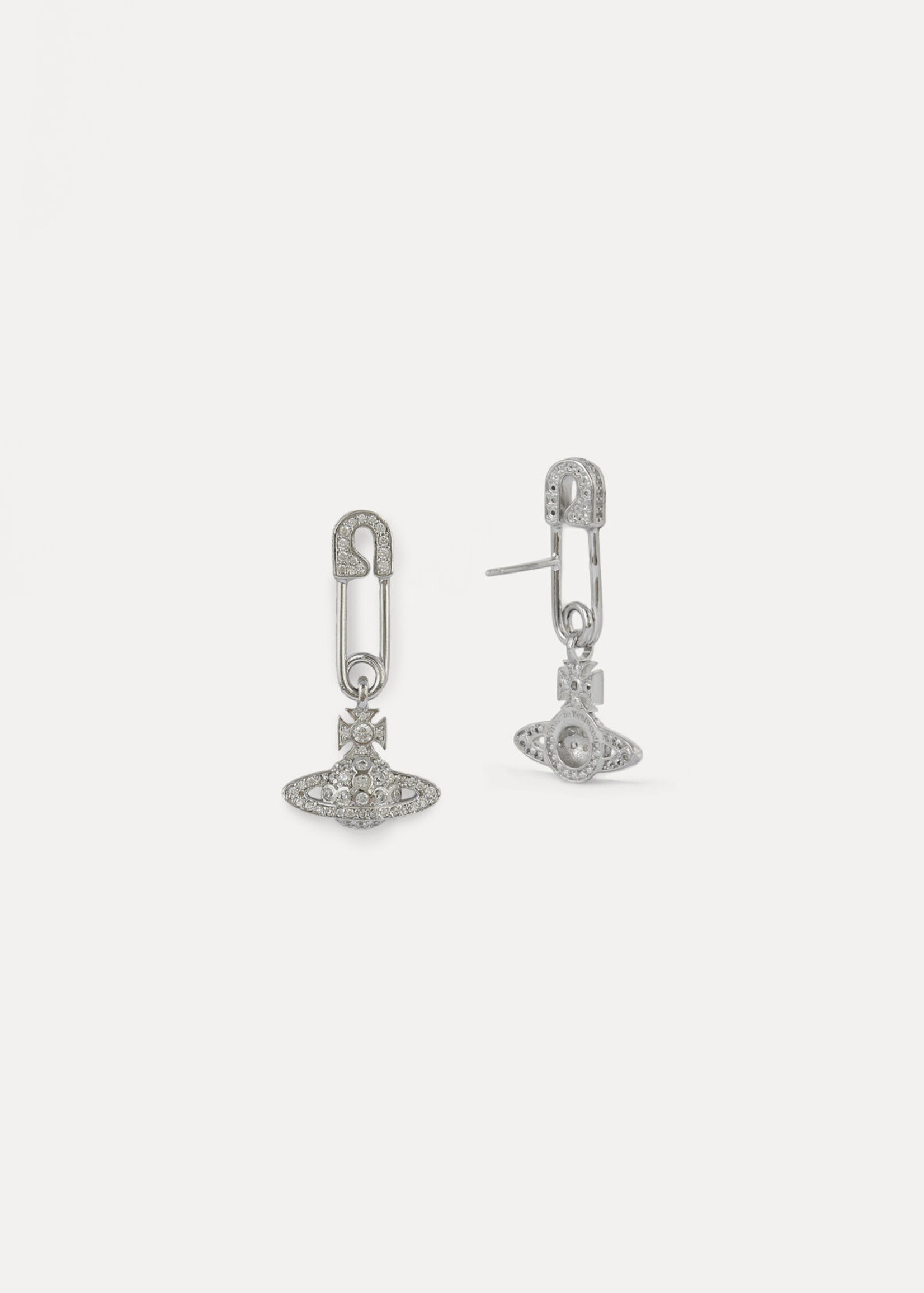 VIVIENNE WESTWOOD LUCRECE SAFETY PIN AND ORB EARRINGS IN SILVER