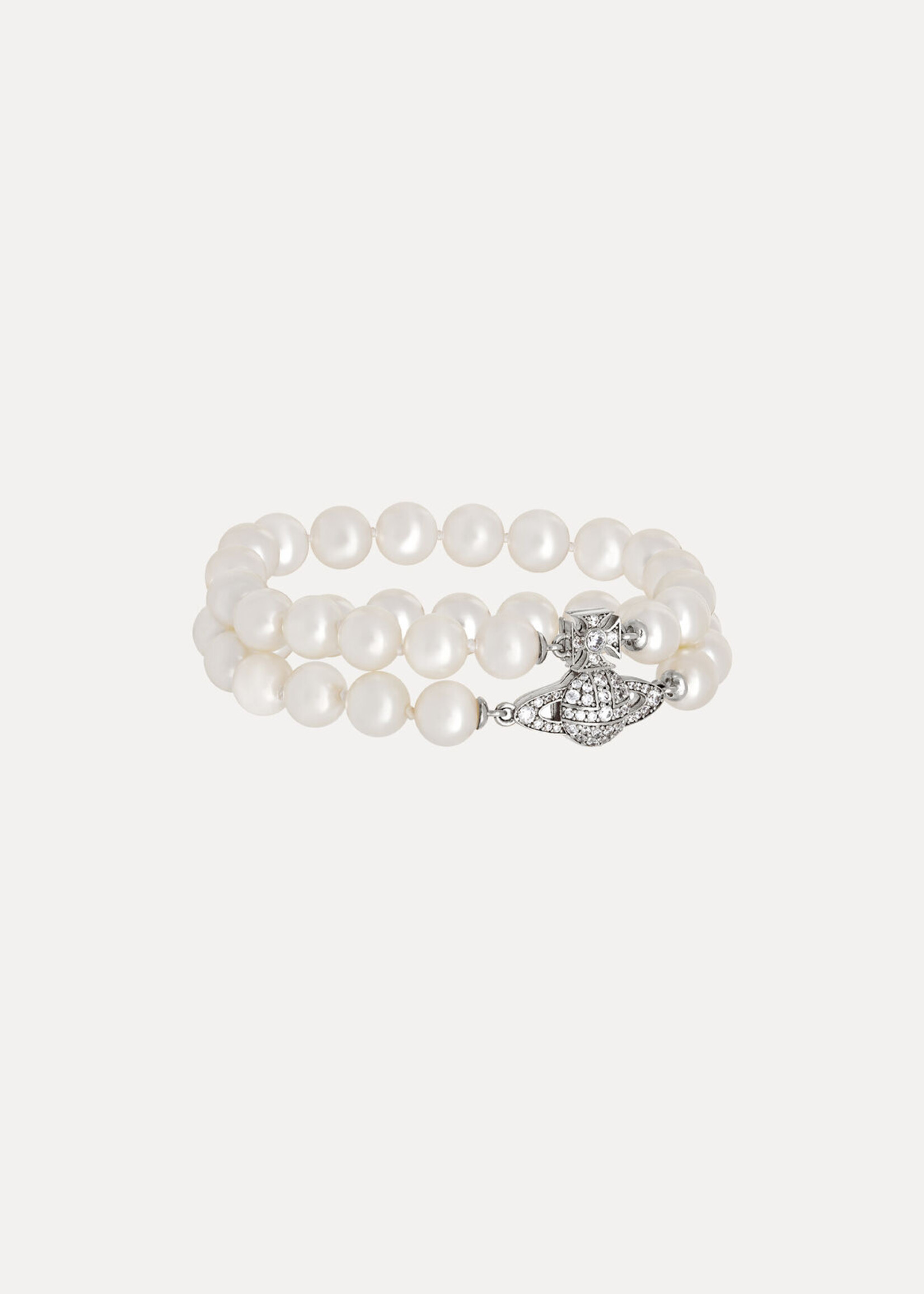 VIVIENNE WESTWOOD GRAZIELLA 2-ROW PEARL BRACELET IN SILVER