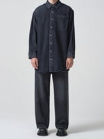 AGOLDE MENS Lucas Long Denim Shirt with destruction  in Disappear