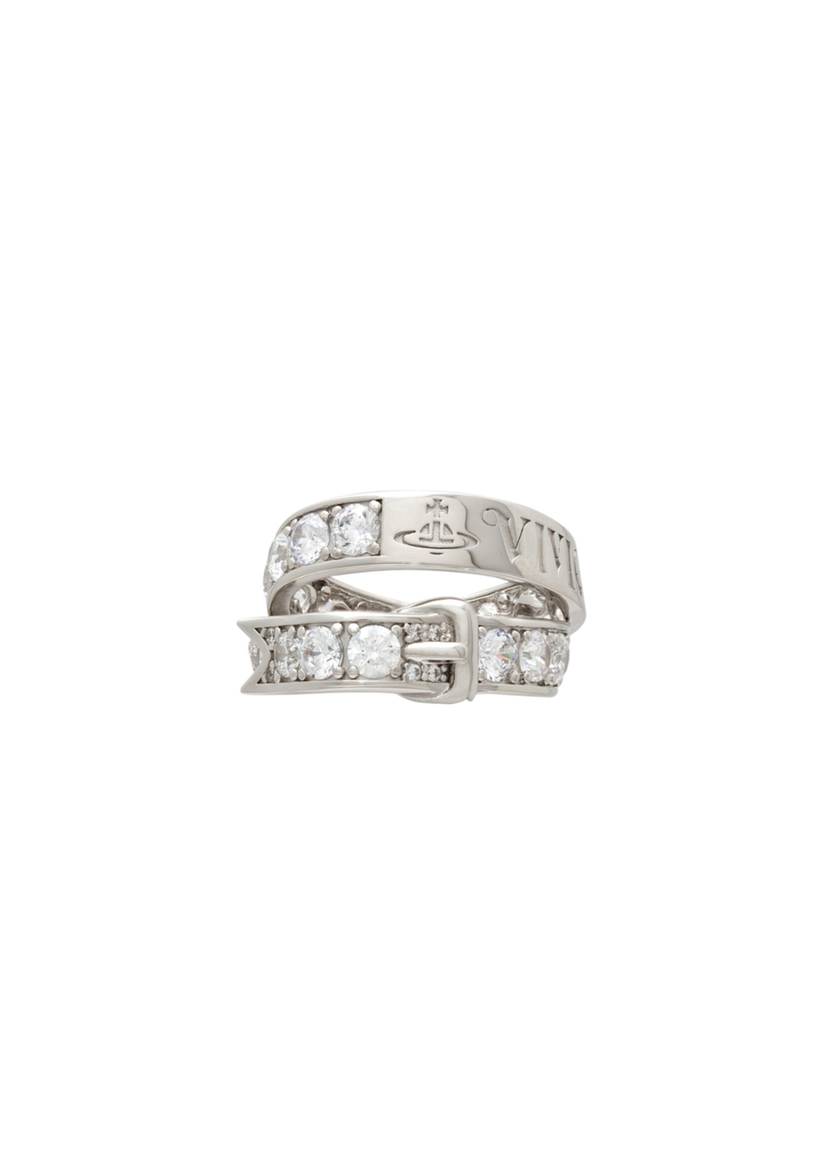 VIVIENNE WESTWOOD Women's New Belt Ring in Silver and Crystal