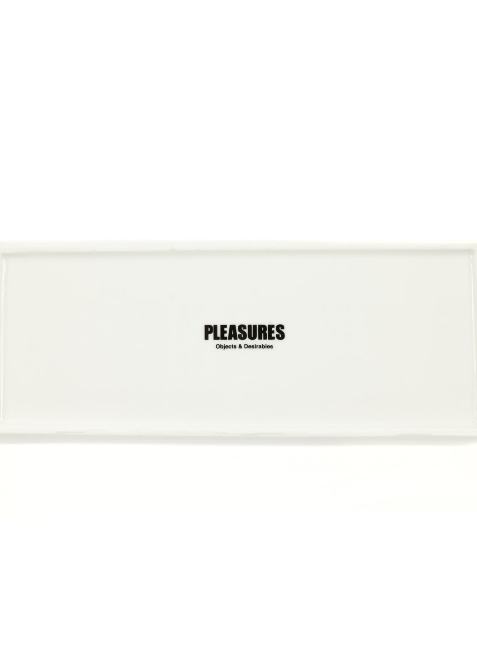 PLEASURES Ceramic Logo Tray in White