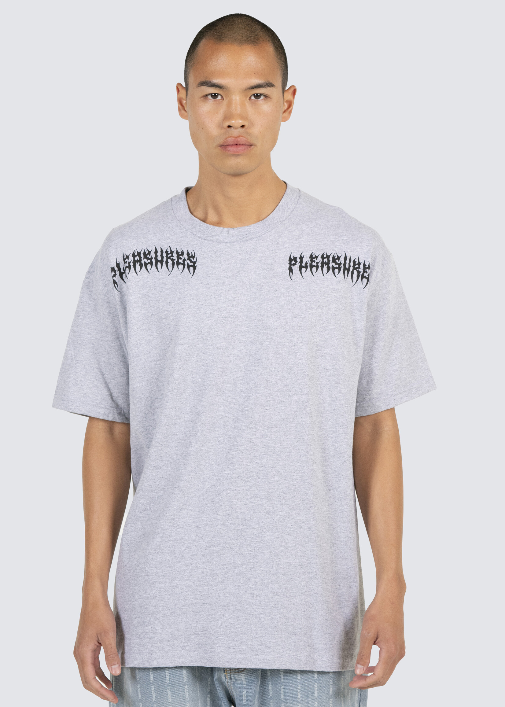 PLEASURES Ripped T-shirt in Heather Grey - NOW OR NEVER