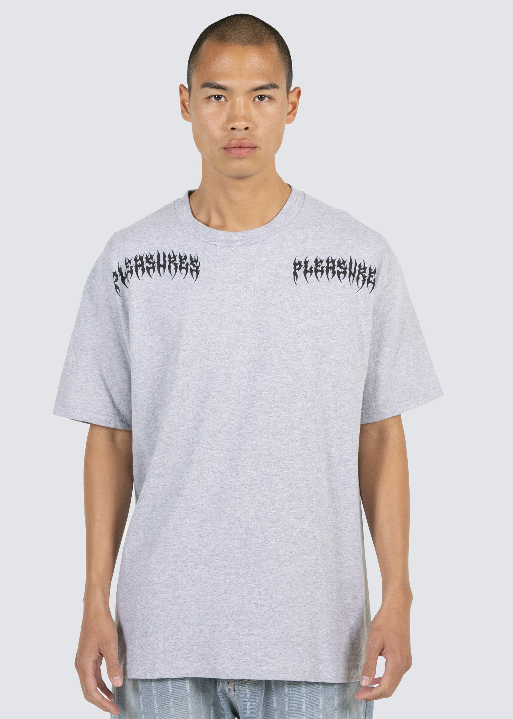 PLEASURES Ripped T-shirt in Heather Grey