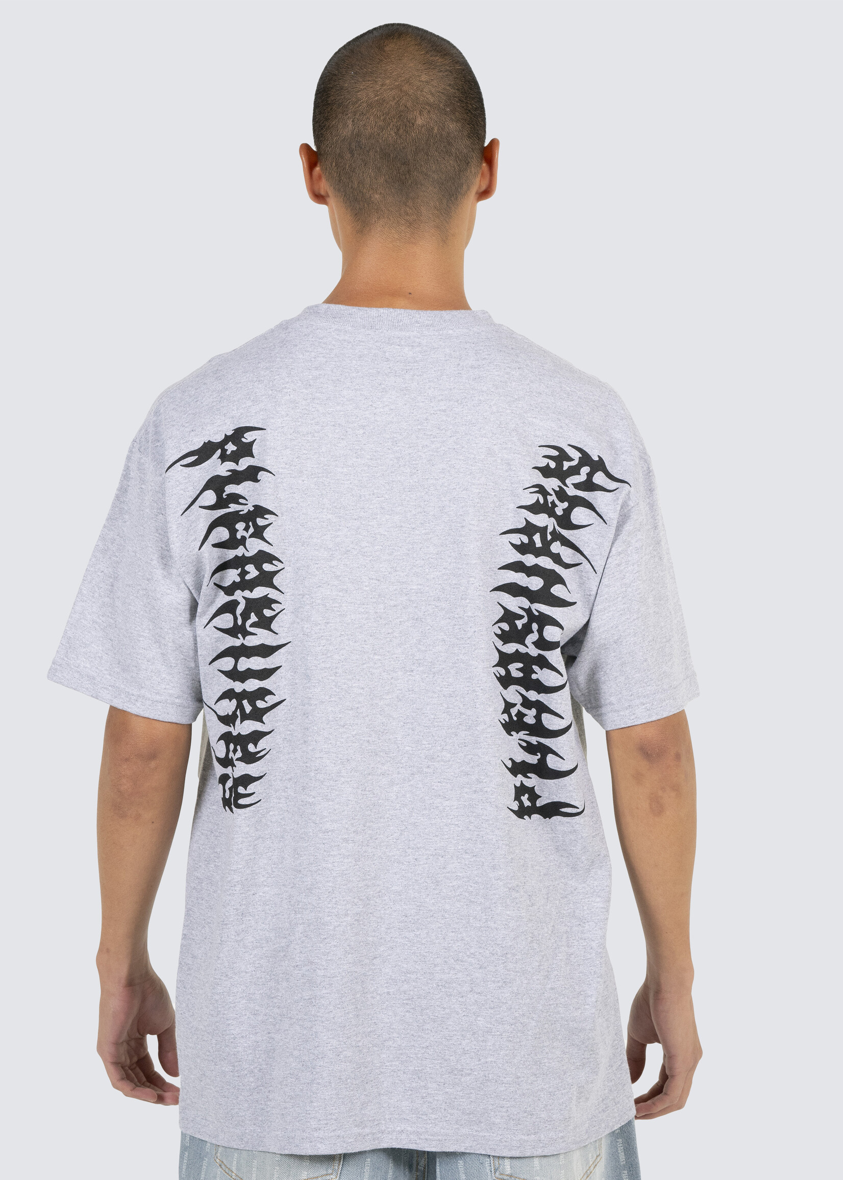 PLEASURES Ripped T-shirt in Heather Grey